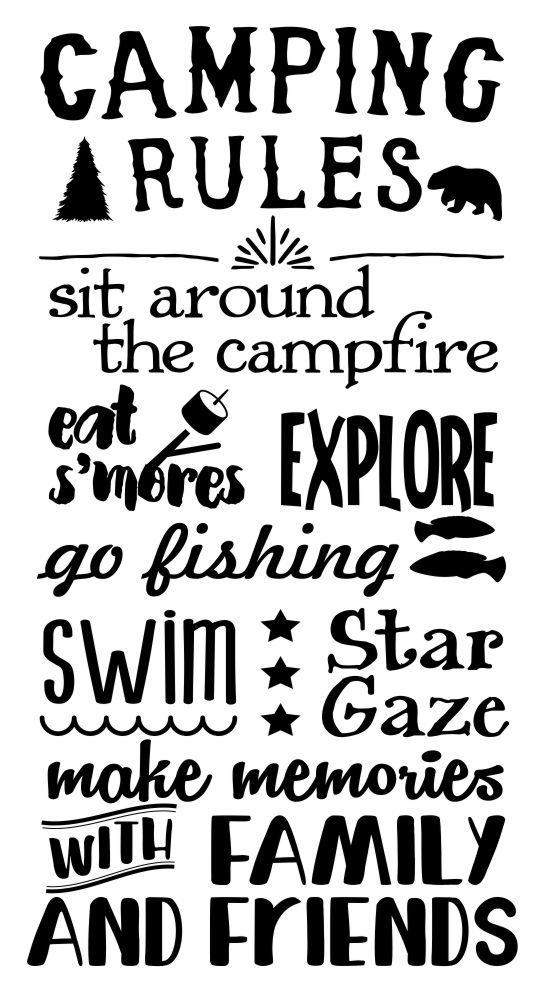 Camping Rules Subway Art Wall Decals Sticker Camper RV Camp Quote Saying 19×10