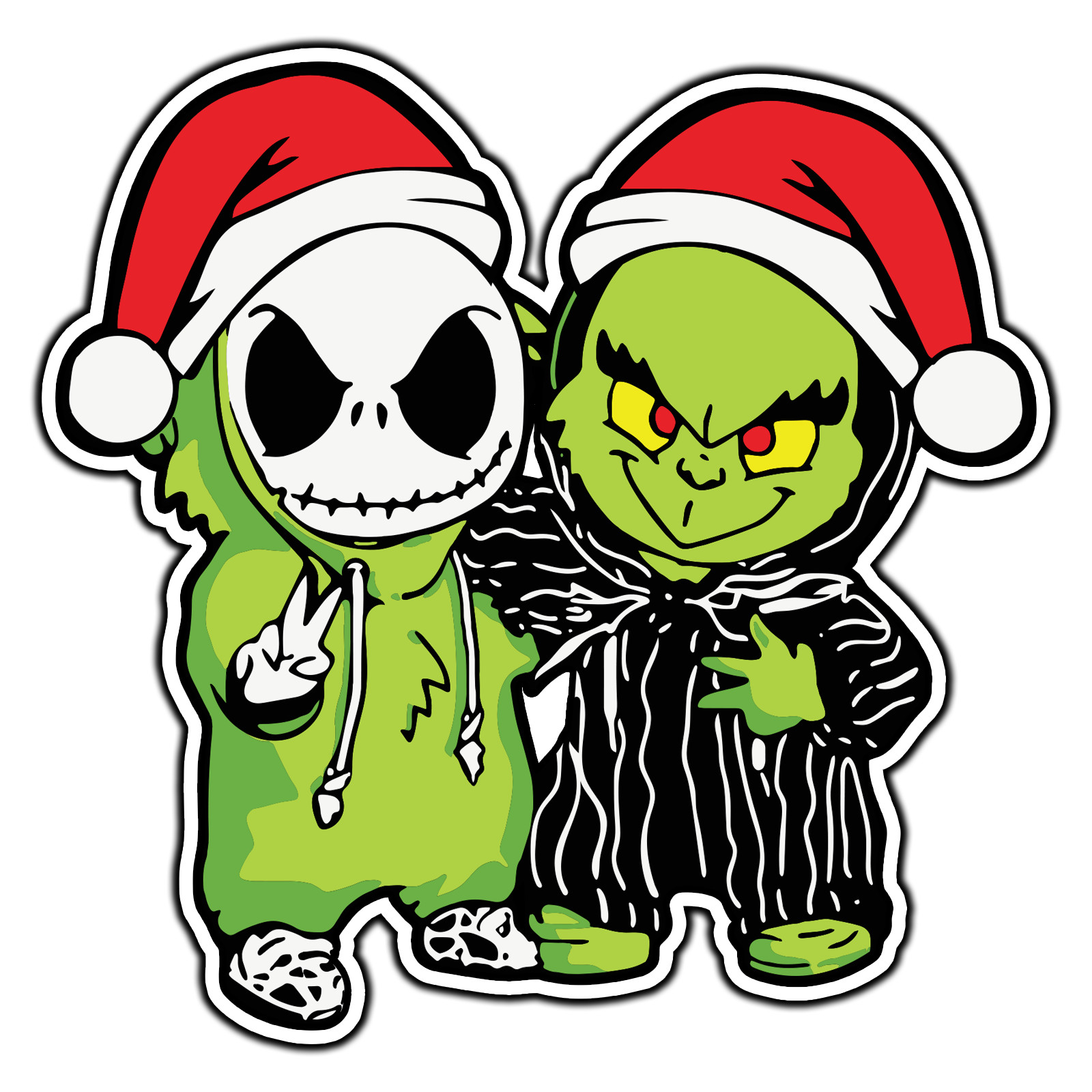 The Grinch Jack Skellington Santa Hat #1 Christmas Sticker Waterproof Vinyl