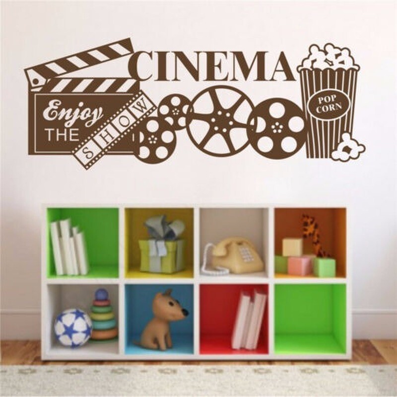 Vinyl Wall Art Stickers Home Theatre Popcorn Cinema Film Quote Decals Decoration
