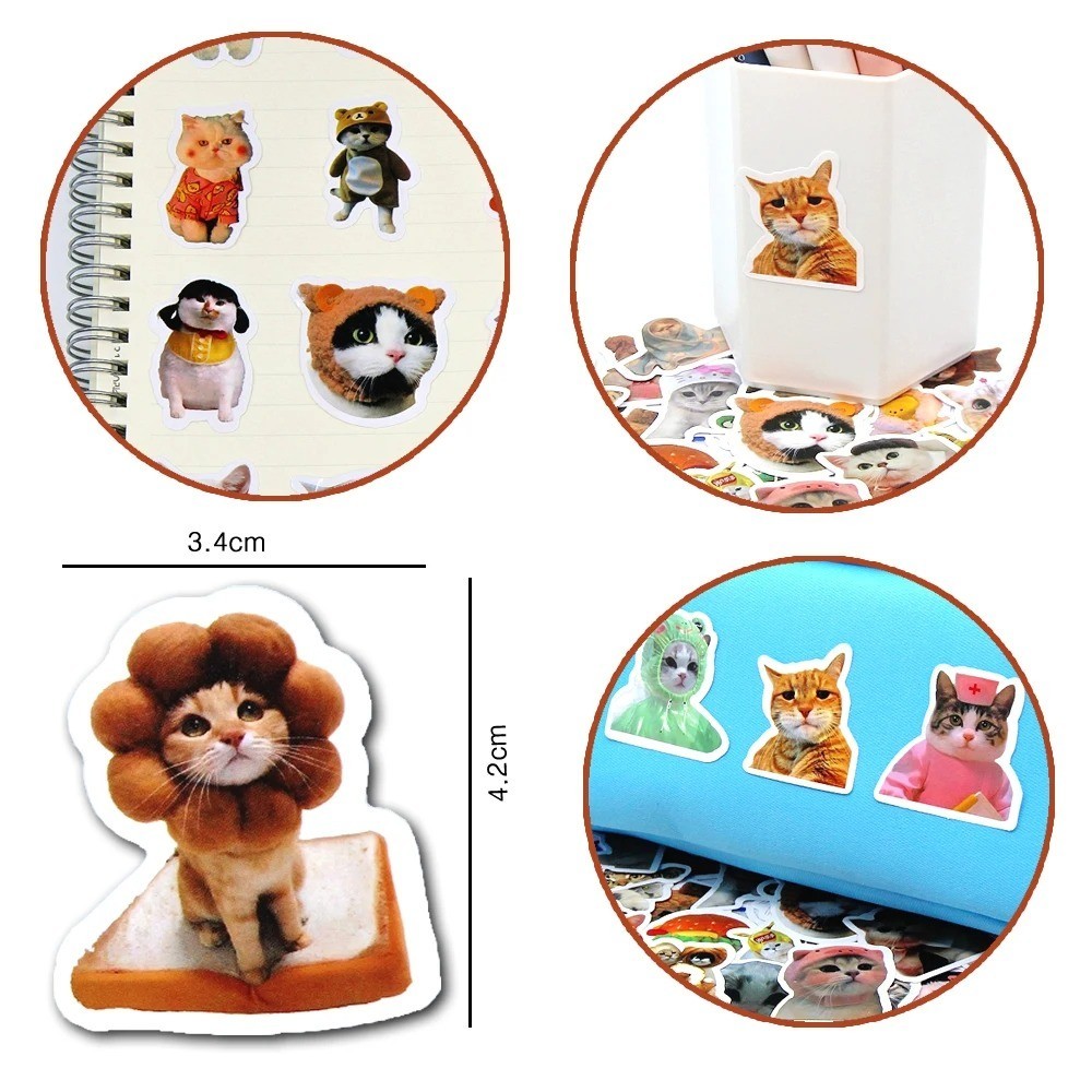 100pcs Funny Cat Meme Stickers Cartoon Decals For Guitar Phone Bicycle Laptops