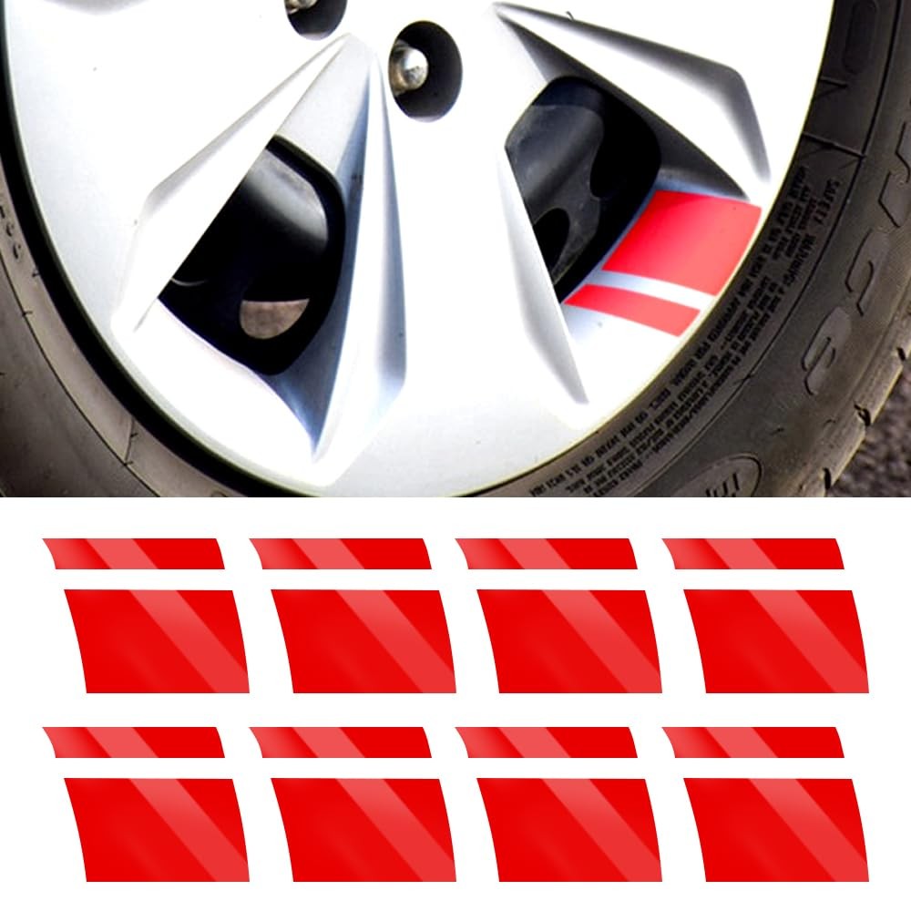 8 PCS Wheel Rim Decal Stripe Reflective Stripe For 1821 Inch Wheels Red