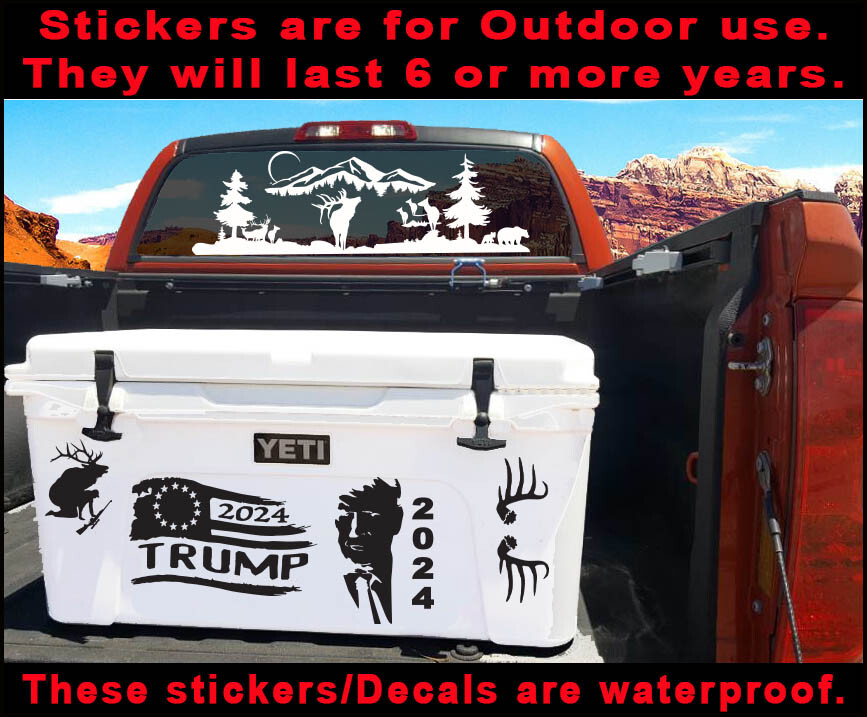 – Trump 2024 Tattered Flag 13 stars Left President Make America Great Sticker