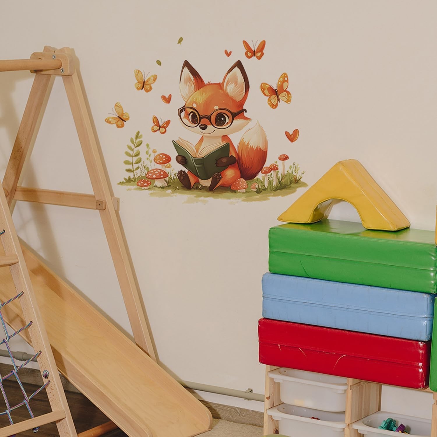 Woodland Fox Kids Wall Decal Nursery Decor with Butterflies Mushrooms 11.8 x …
