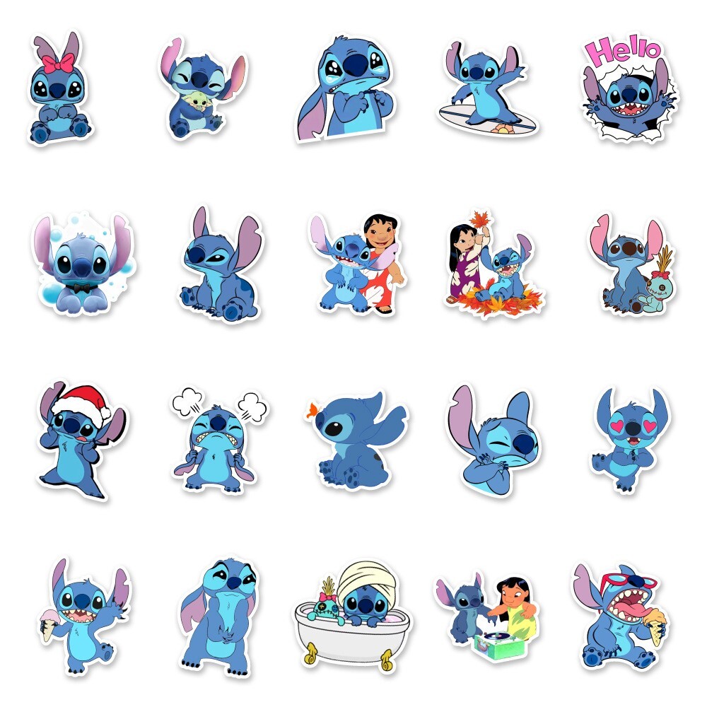 50 Pcs Stickers Lilo Stitch Cartoon Skateboard Car Laptop Bottle Bomb Graffiti