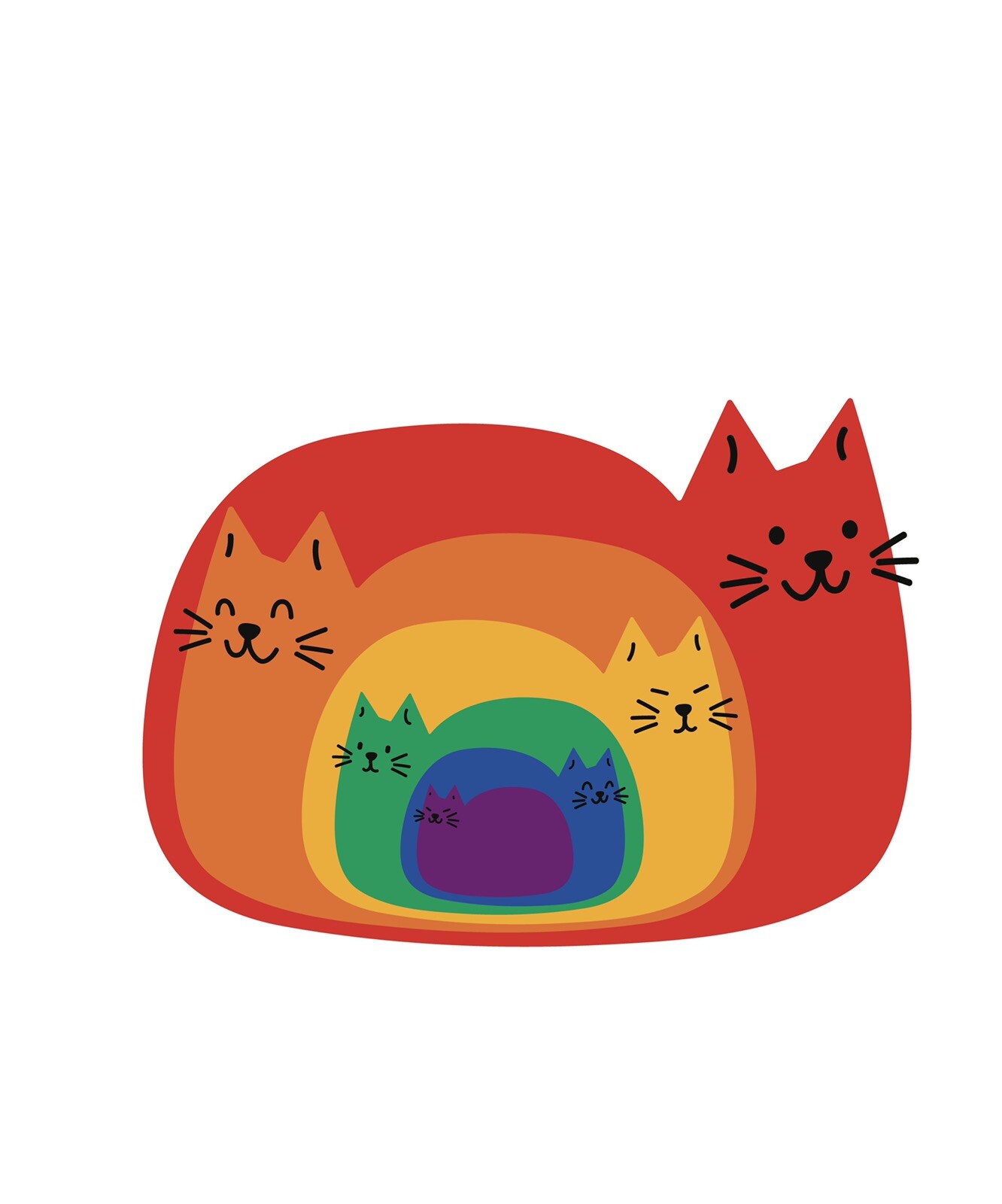 3” Rainbow Cats Sticker Cute Funny Kitty Sitting Silly Weird Unique Cool