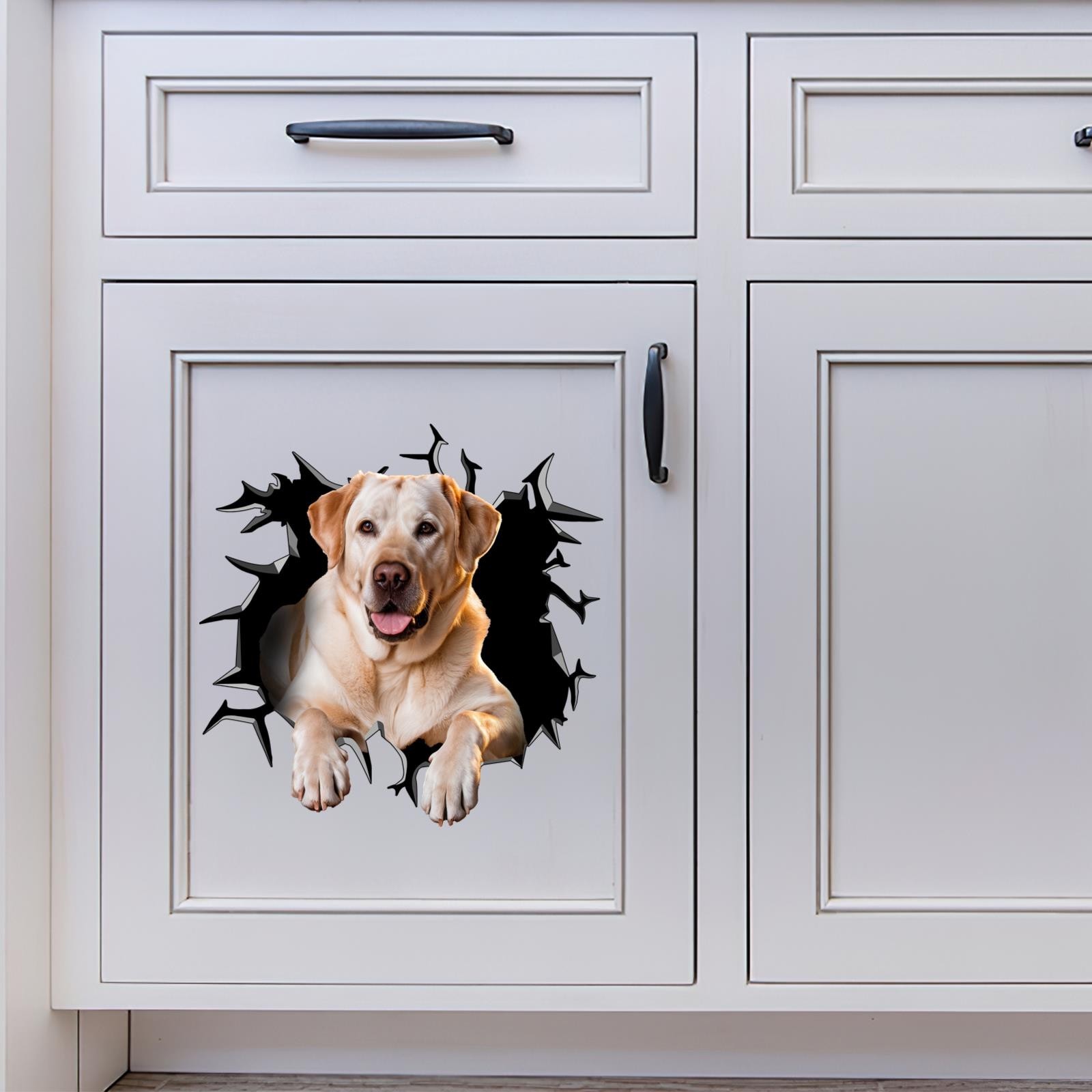 Yellow Lab Dog Car Window Decal Labrador Retriever Cracked Glass 3D Sticker