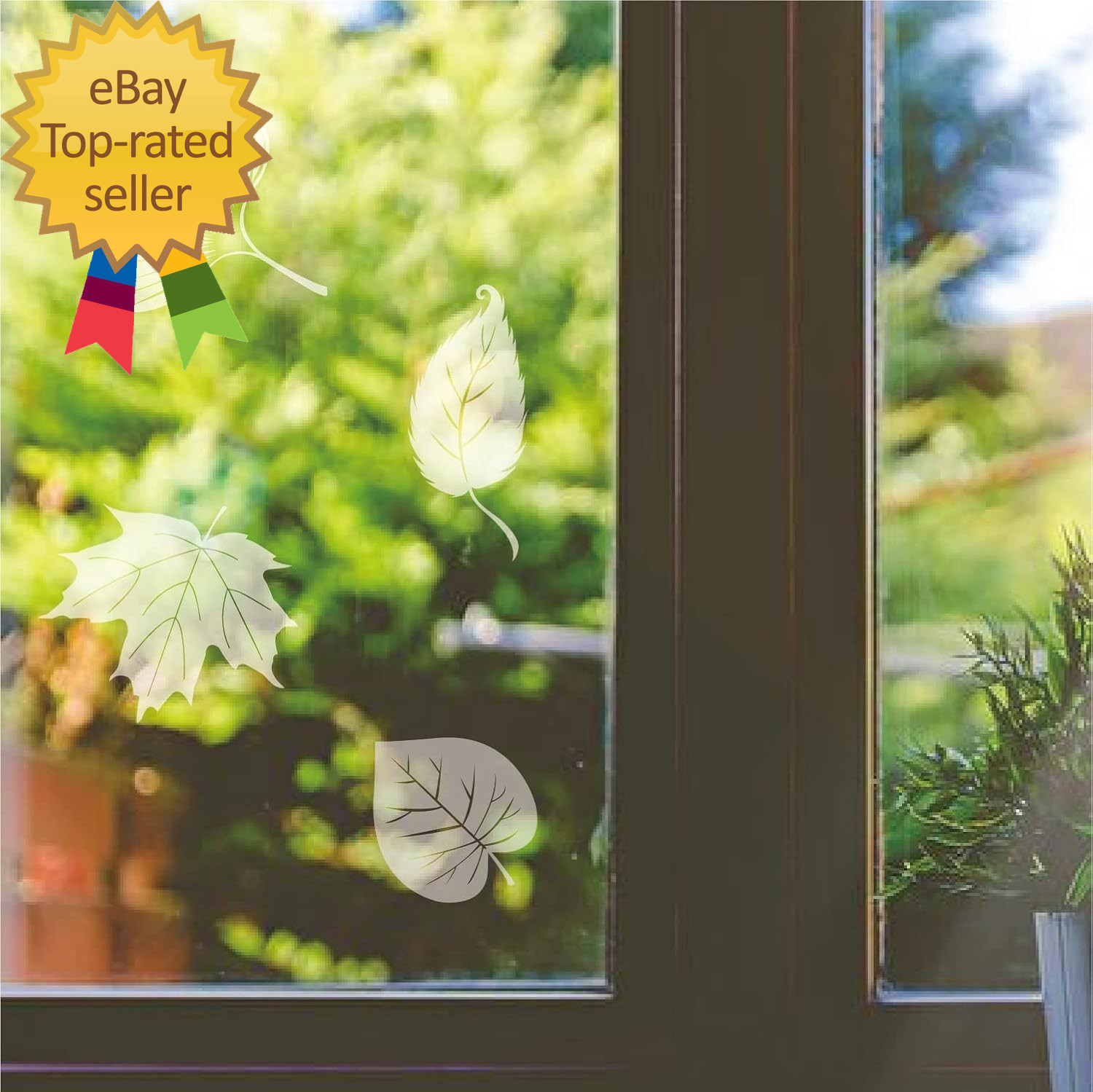 Window Decals for Bird Strikes 52 Pieces Large Leaf Shape anti Collision Sticker