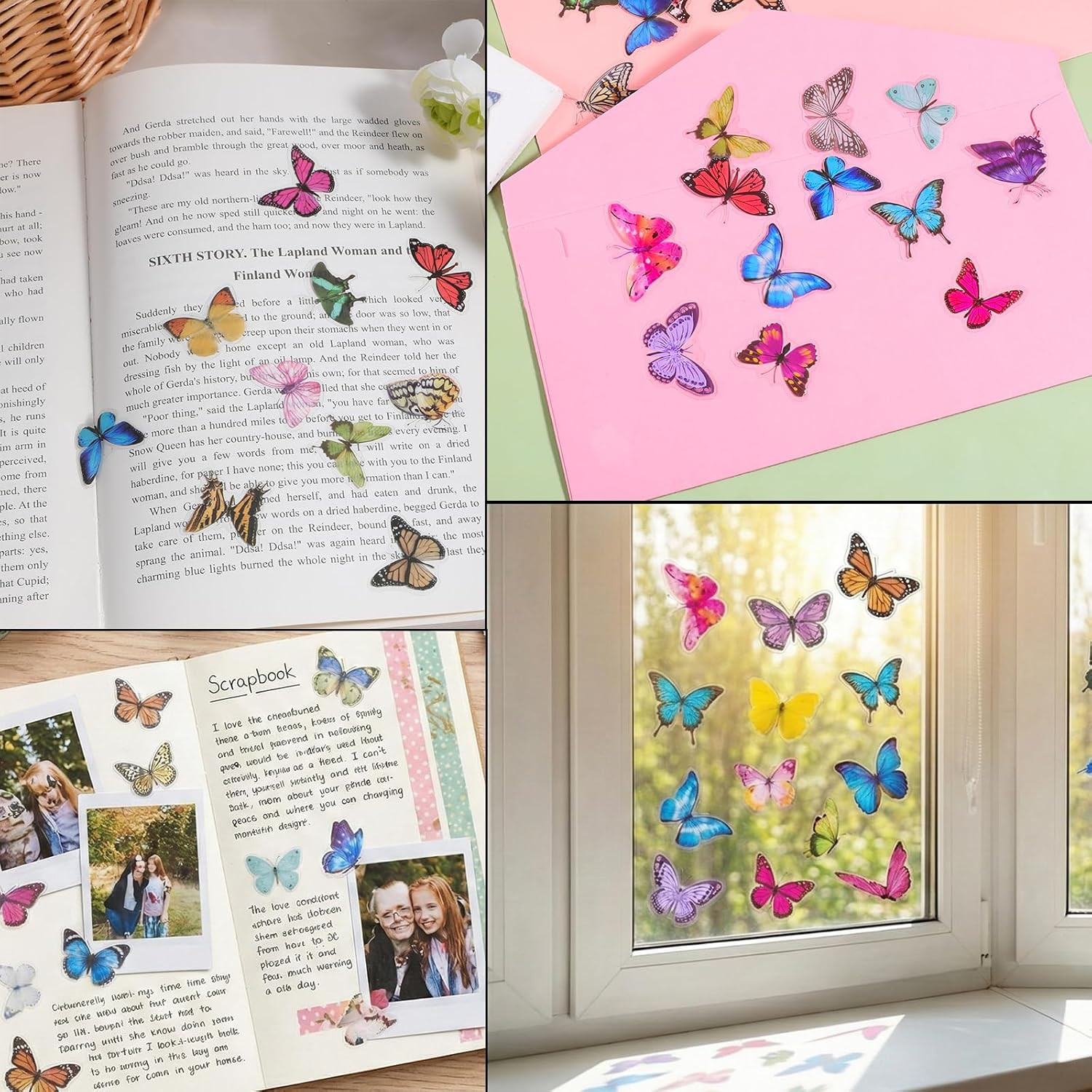 240PCS Butterfly Stickers PET Waterproof Transparent Colorful Resin Decals Deco