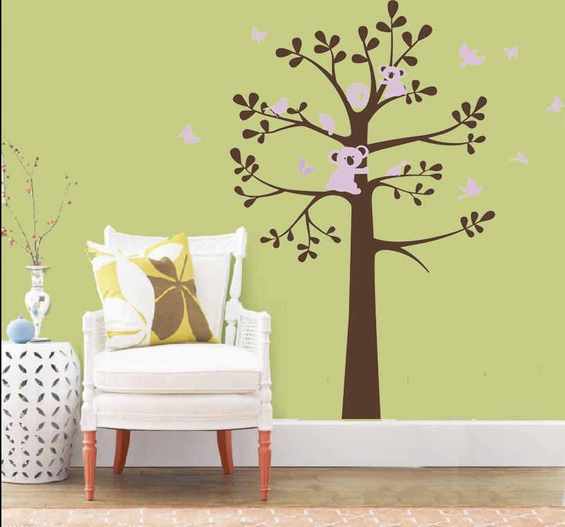 Koala butterfly bird tree sticker wall Decal Removable Art Vinyl Large kids Nurs