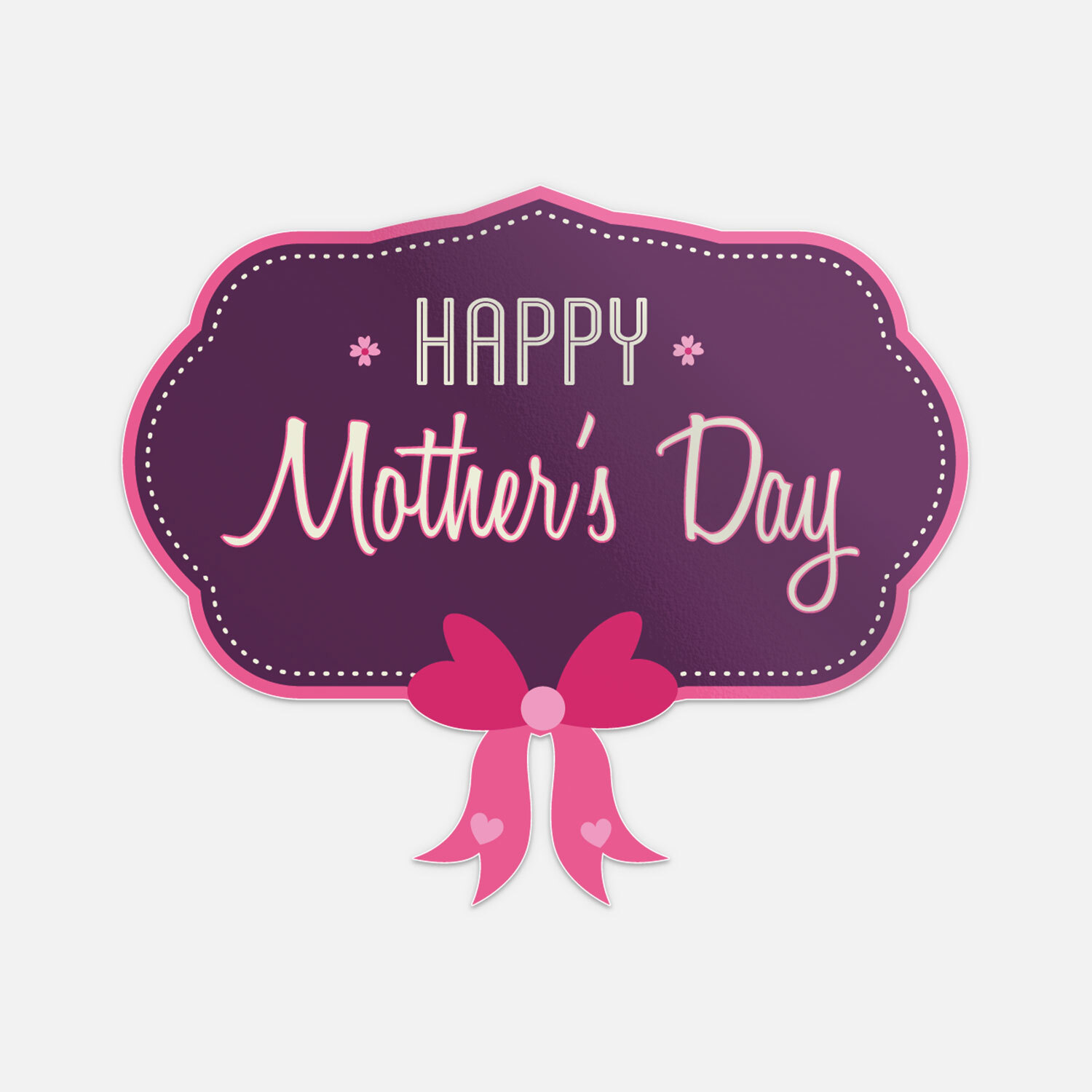 Happy Mother's Day Bow Violet Car Bumper Sticker Decal