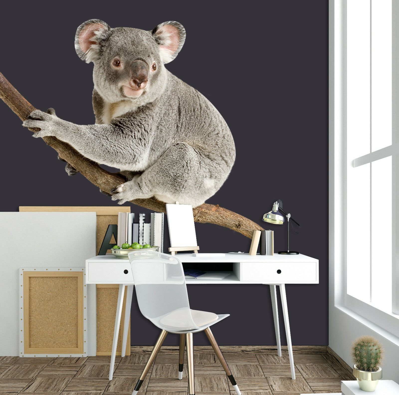 3D Gray Cute Koala G001 Animal Wallpaper Mural Poster Wall Stickers Decal Honey