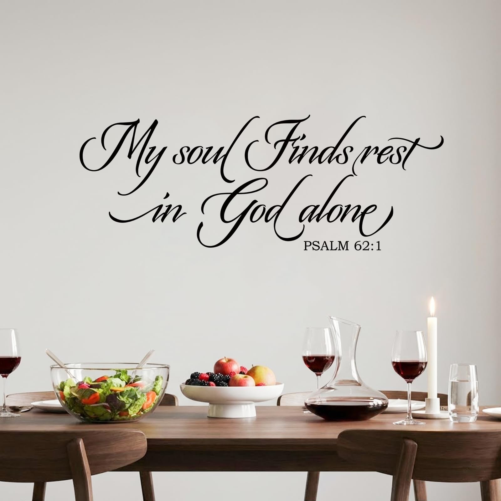 Bible Verse Wall Decal, Psalm 62:1, Black, Vinyl, Typographic, Rectangular, I…
