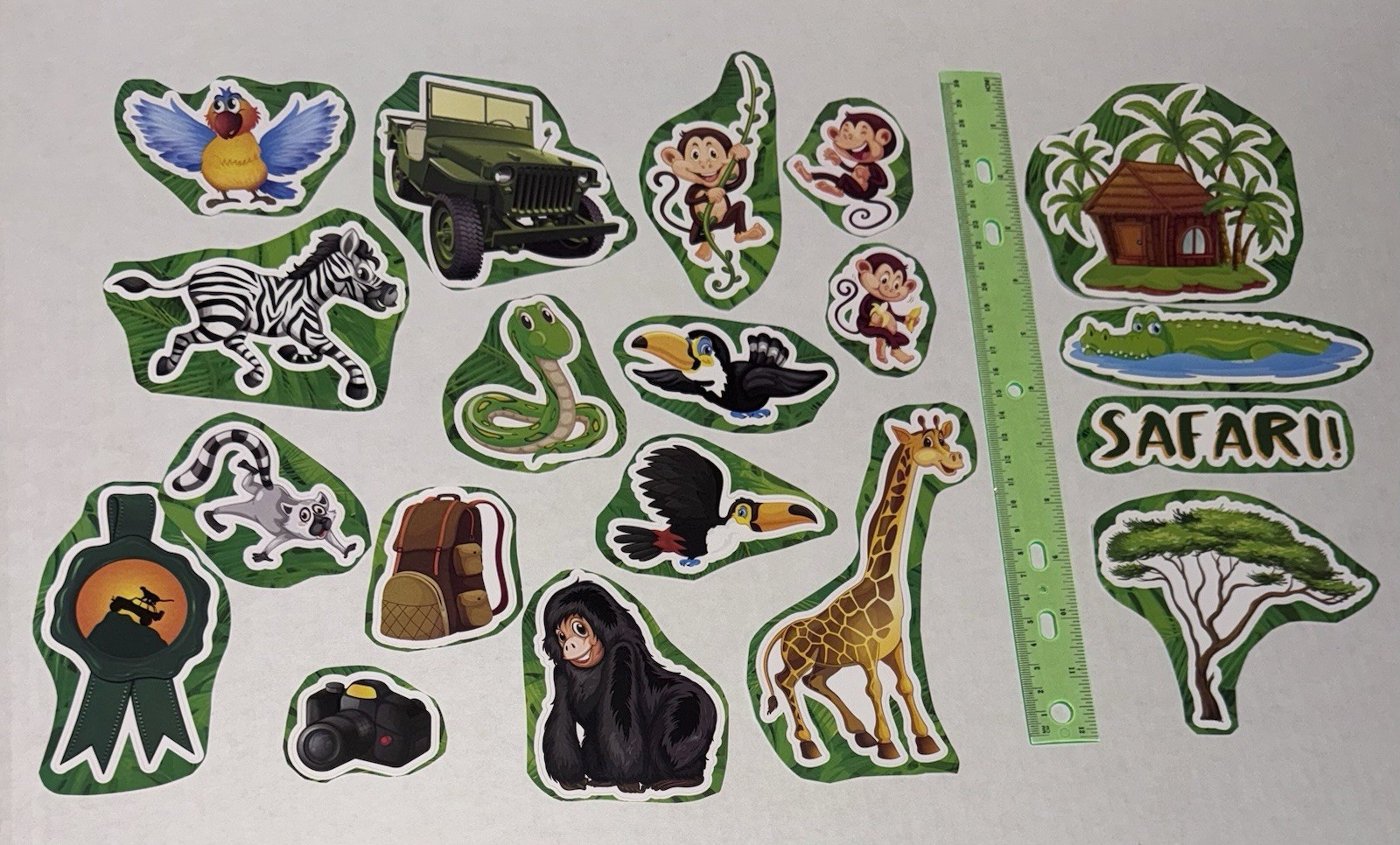 Safari Animals Themed Vinyl Stickers Set Of 19 – Great For Personalizing Walls