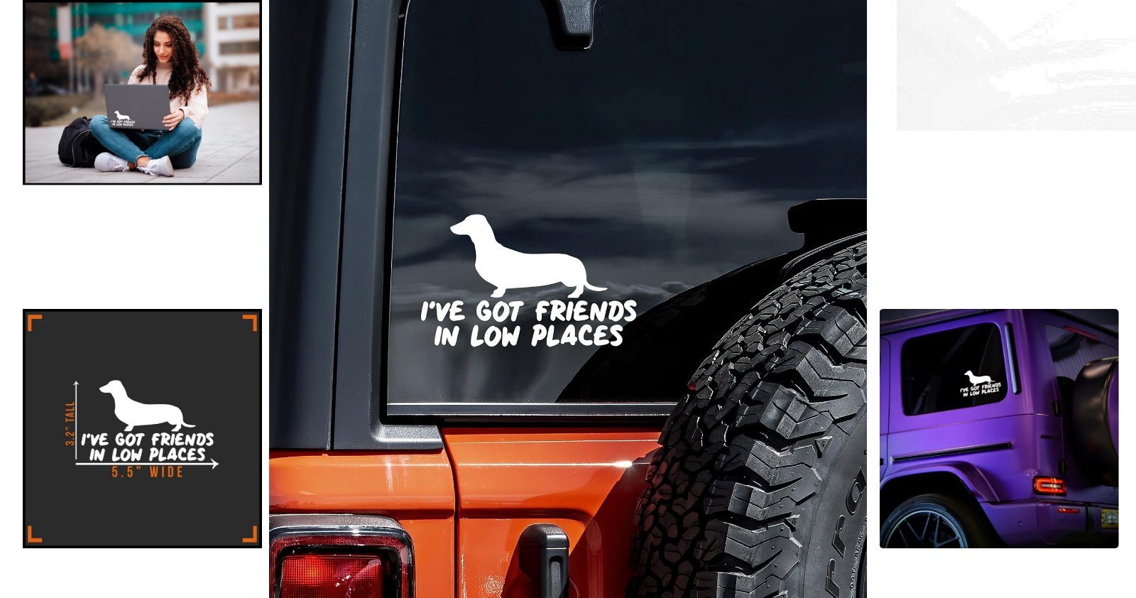 Friends in Low Places Dachshund Vinyl Decal – Waterproof Rustic Style | 5.5"x3"