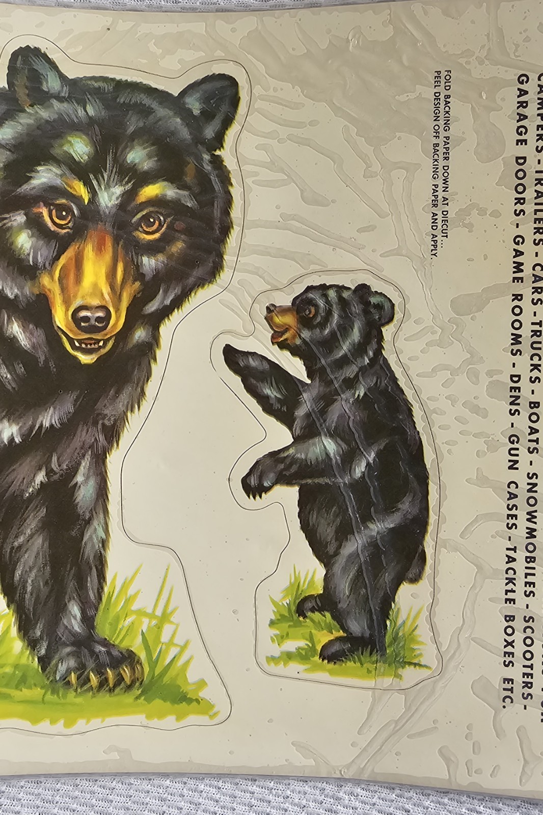 Sealed NOS Vintage Meyercord Sport-Stik Vinyl Decal Sheet 10-G Black Bear 9"×17"