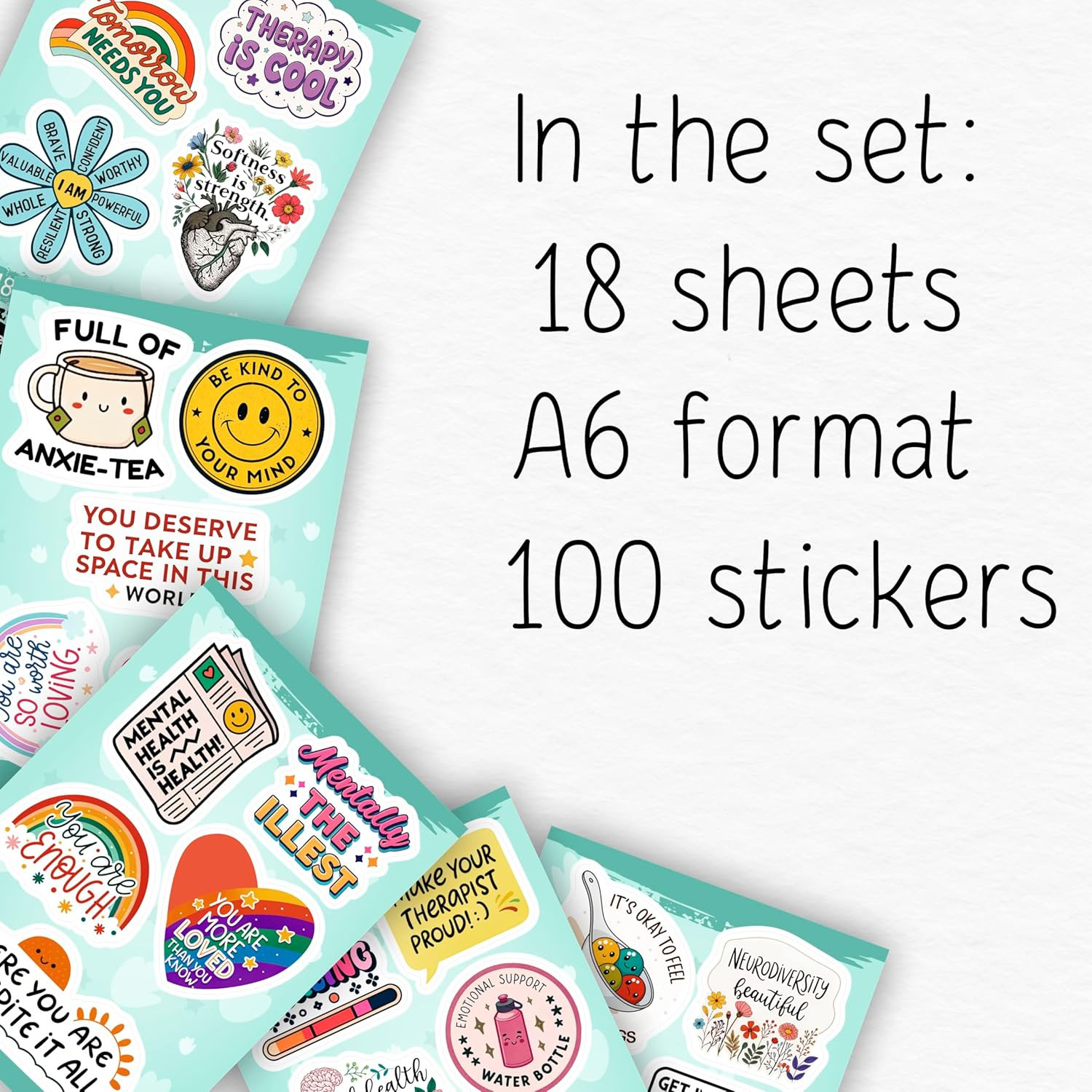 100Pcs Mental Health Stickers for Adults, for Water Bottle – Mental Health Aware