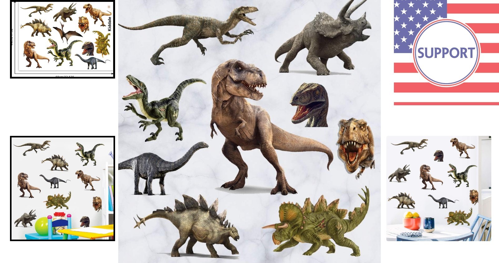 3D Watercolour Dinosaur Wall Stickers for Kids – Peel & Stick Decor, 11pcs