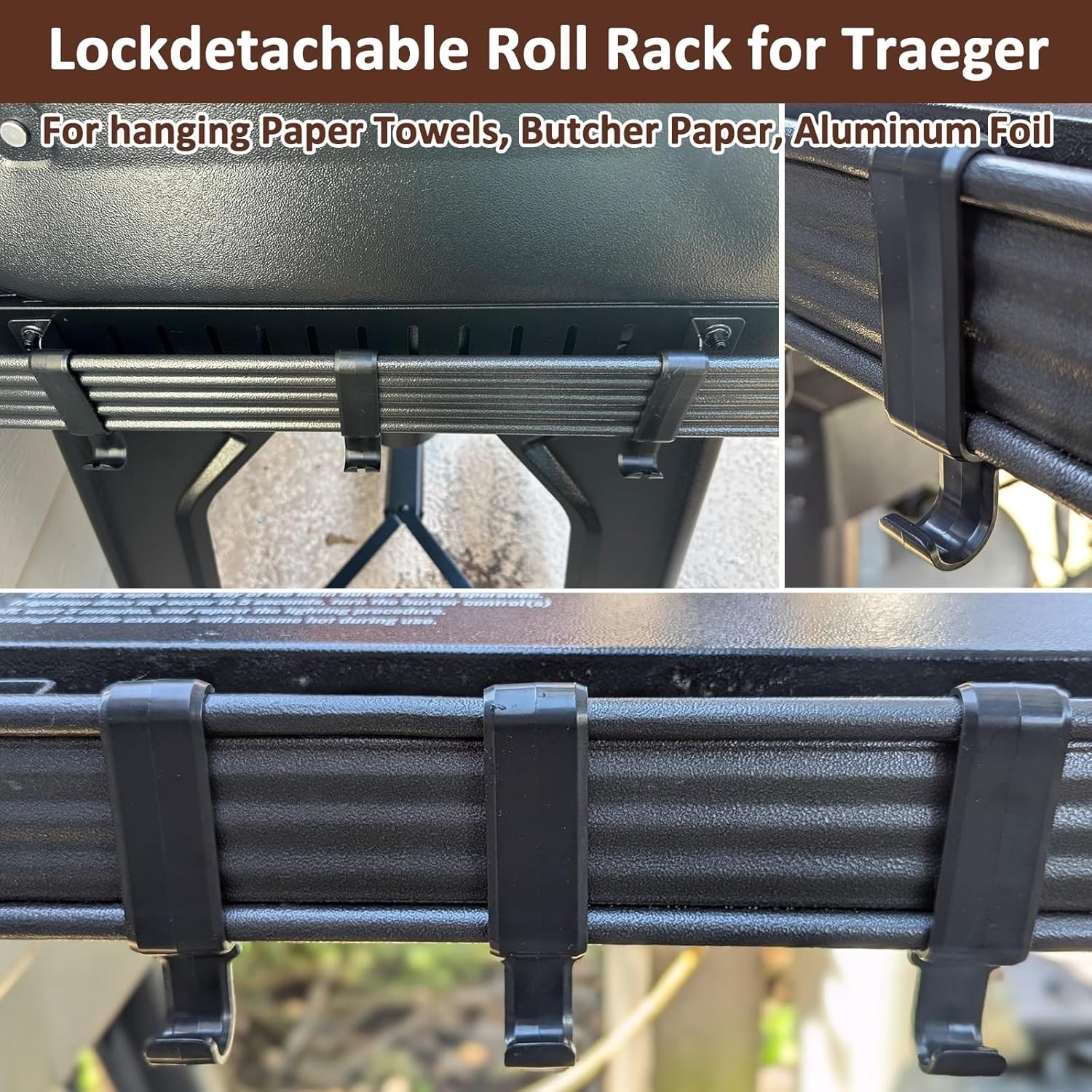 Adjustable Towel Holder & 3PCS Hooks for Traeger Grills P.A.L. Pop-and-Lock R…