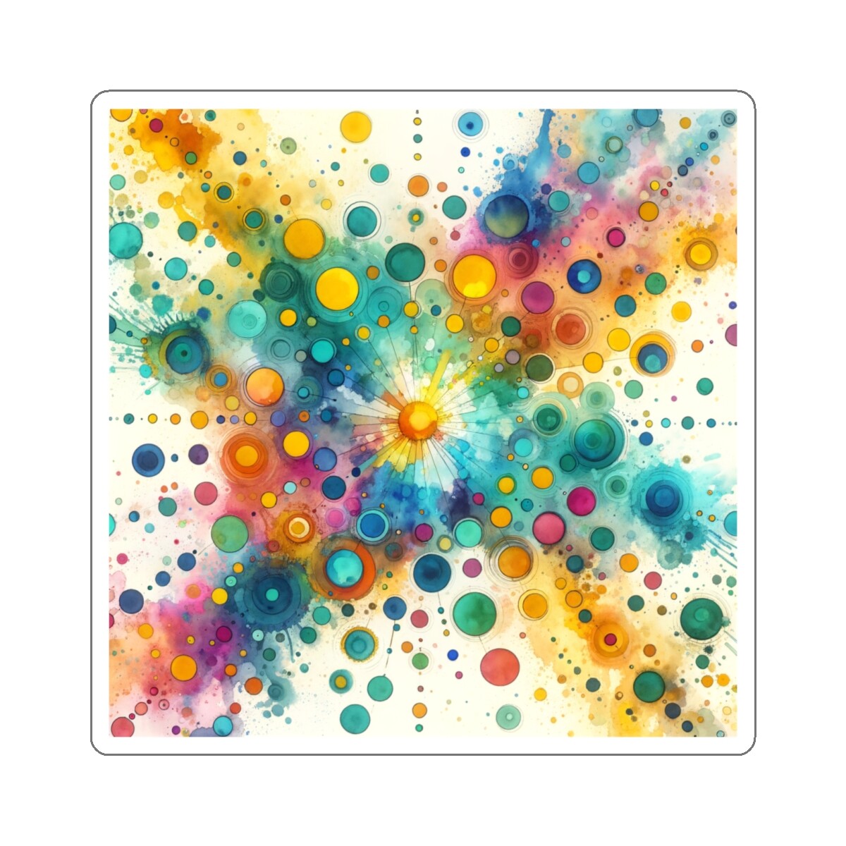 Sticker Watercolor Splash Art Bright Colors Joyful 2×2 3×3 4×4 6×6