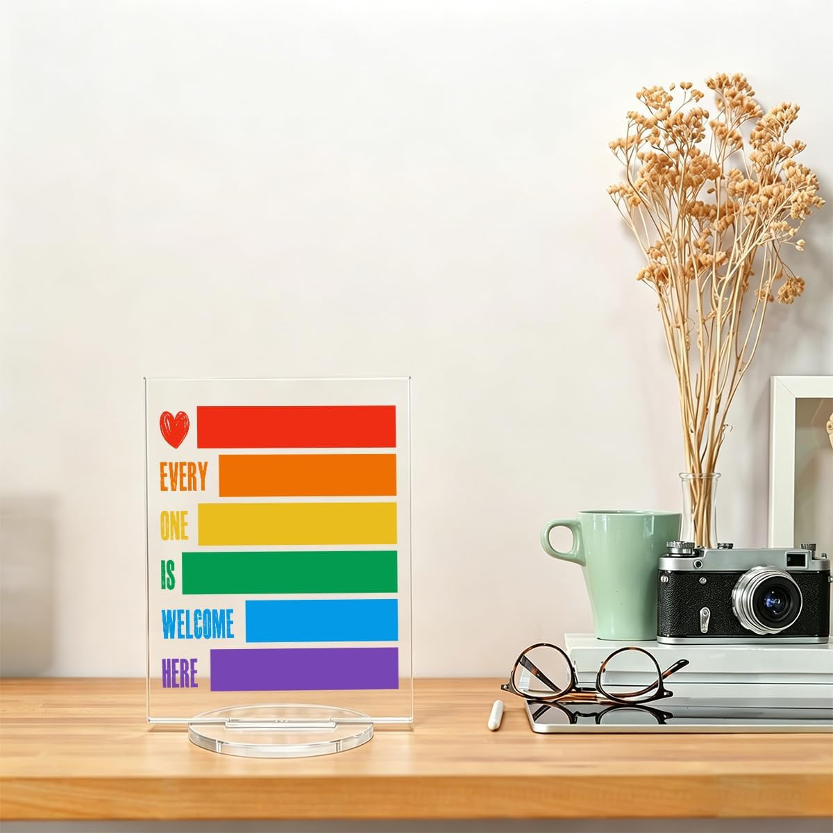 Pride Decorations – LGBTQ Gifts for Gay Men Women – Every One Is Welcome Here Ra