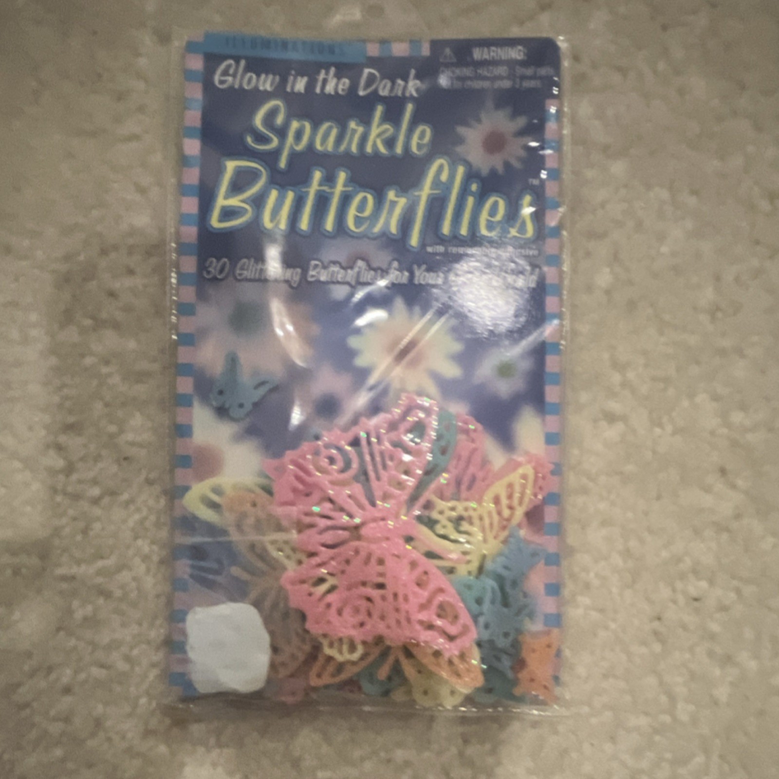 ILLUMINATIONS Glow in the Dark Sparkle Butterflies 30 Multicolor Stickers