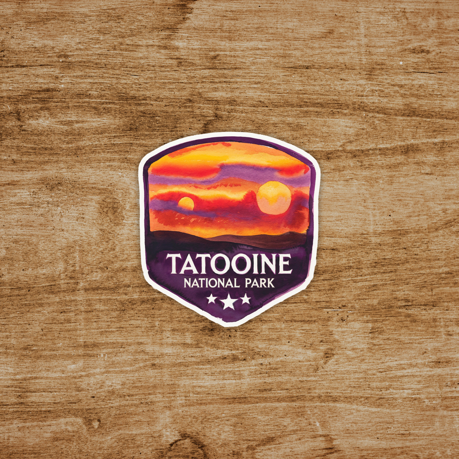 Tatooine National Park Sticker – Stunning Desert Sunset Landscape Decal #136