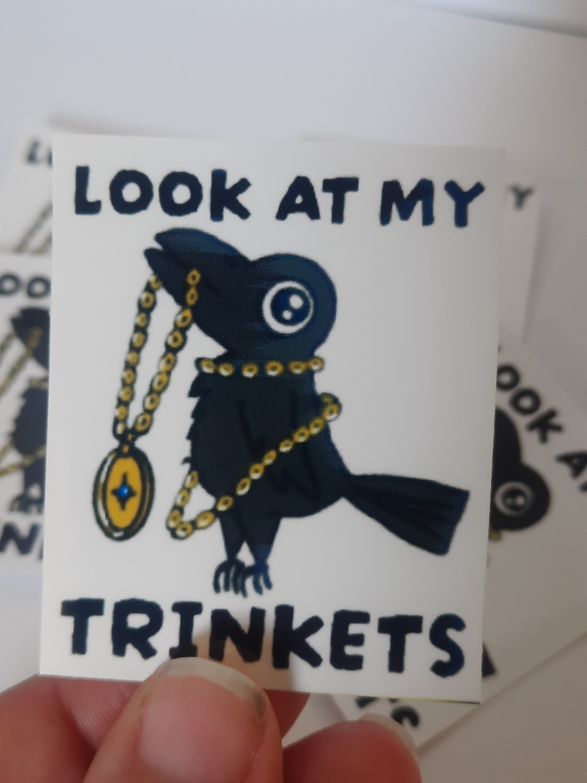 Look at my Trinkets Crow/Raven Hand Cut Stickers ~1.75" x 2.25" Jess-Sketch OG