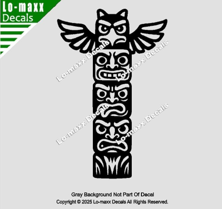 Totem Pole Tower Die Cut Sticker for Lockers, Laptops Lab Doors SUV Boats