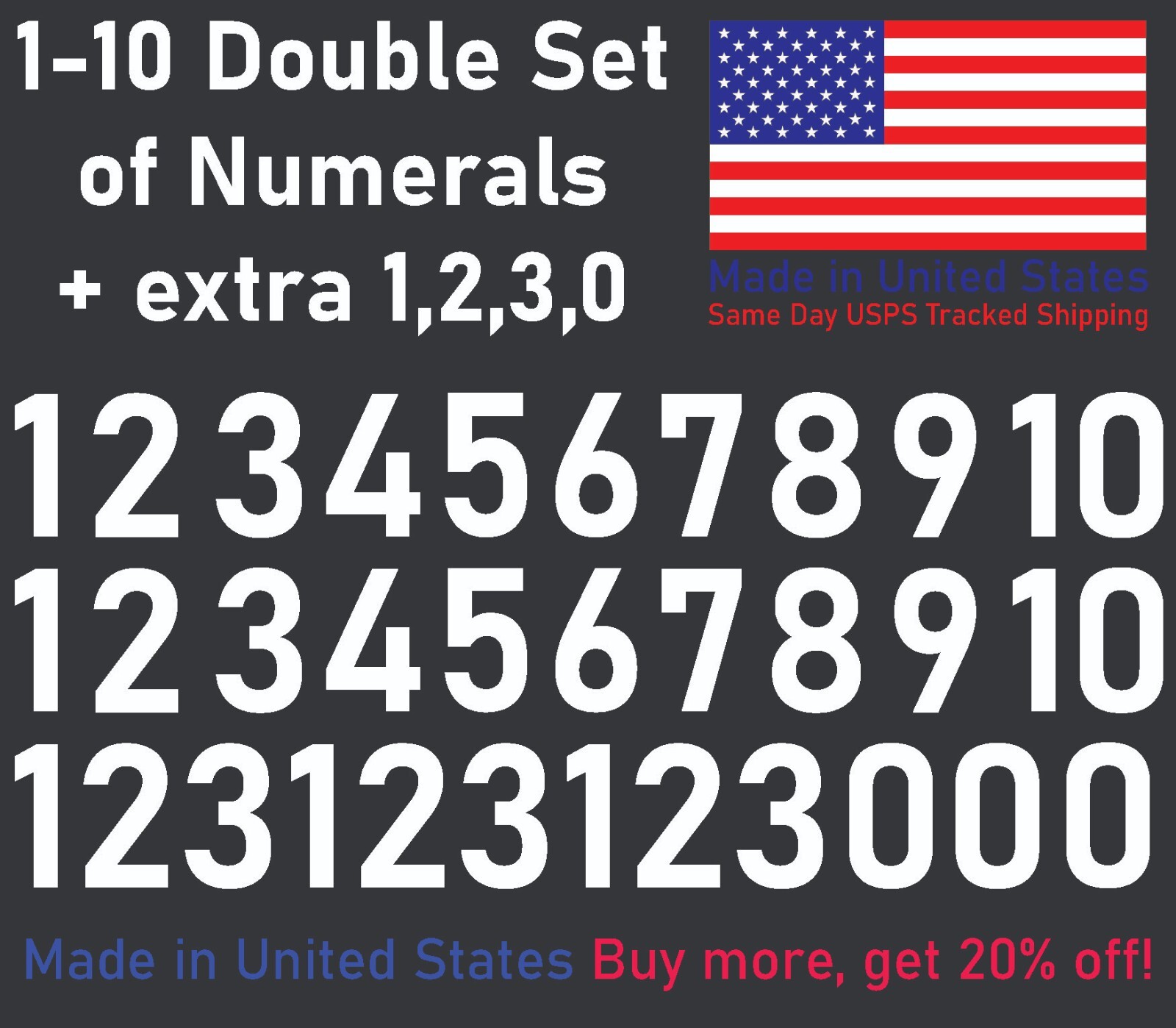 1-10 20+10 Outdoor Vinyl Decal Numbers for Mailbox, Door, Wall, Address, Locker