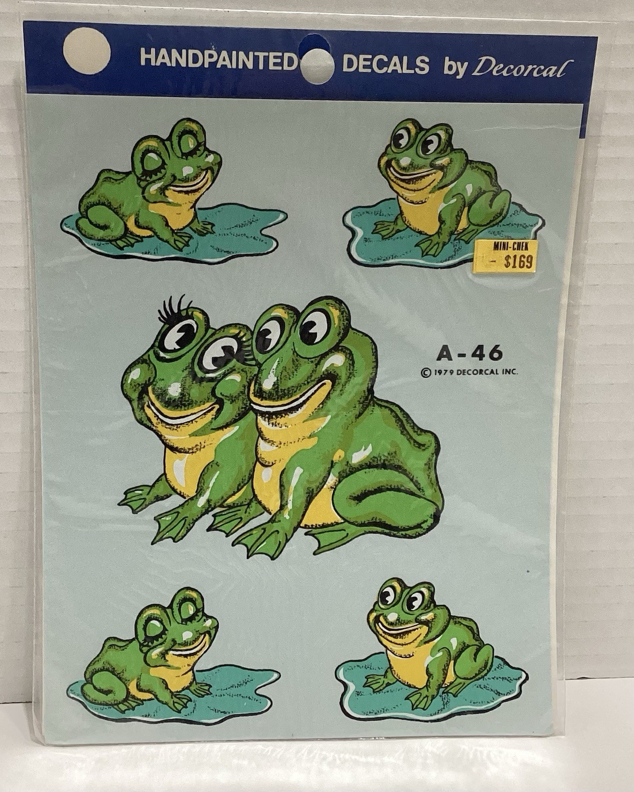 Vintage Hand painted Decals By Decoral A46 Frogs Green 1979 Frog