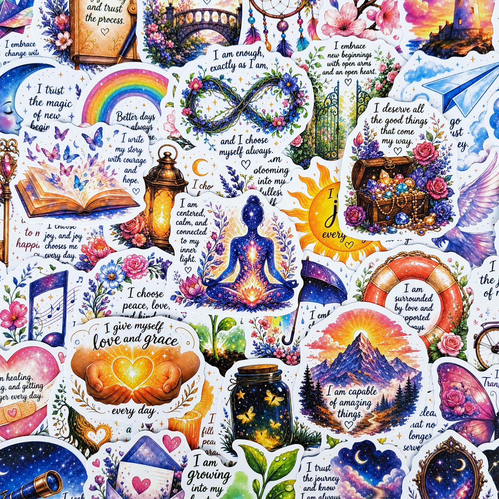 50 PCS Positive Affirmation Sticker Pack Inspirational Quotes Self Love Wellness