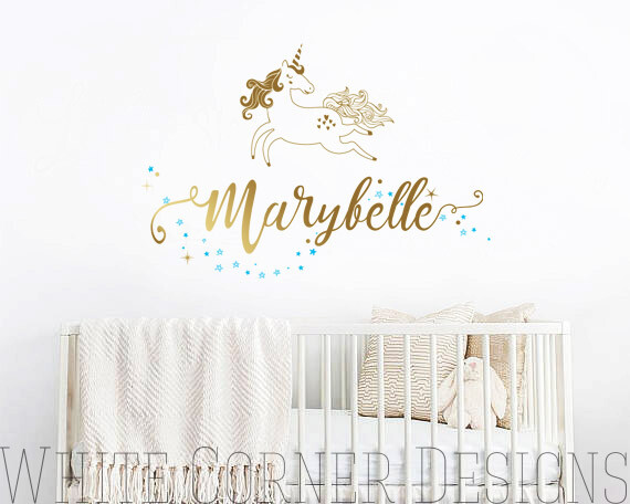 Unicorn Wall Decal, Custom Name Decal, Vinyl Wall Decal, Unicorn Decal, Kids