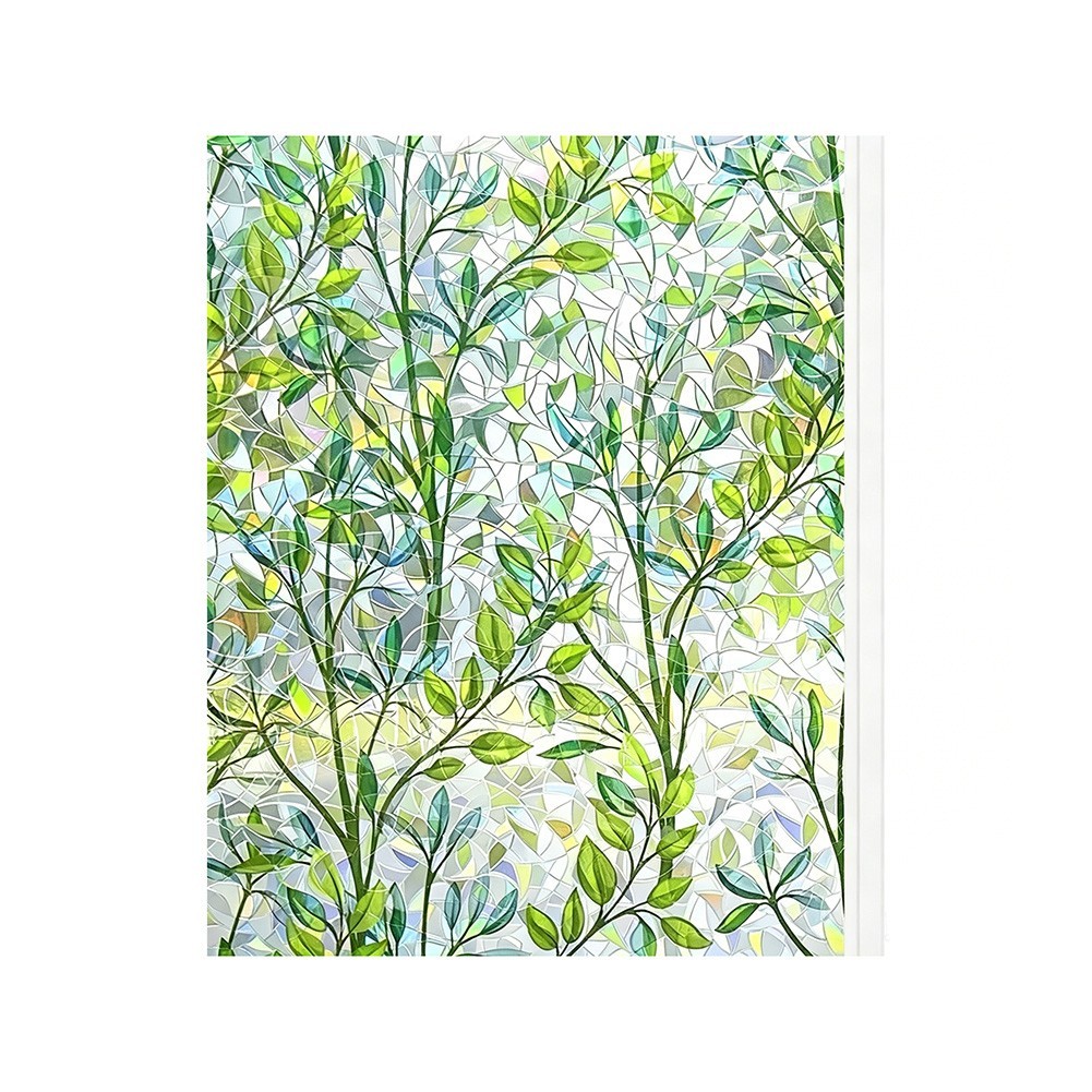 Green Leaf Themed Window Film PVC Material 45cm Size for Residential Use