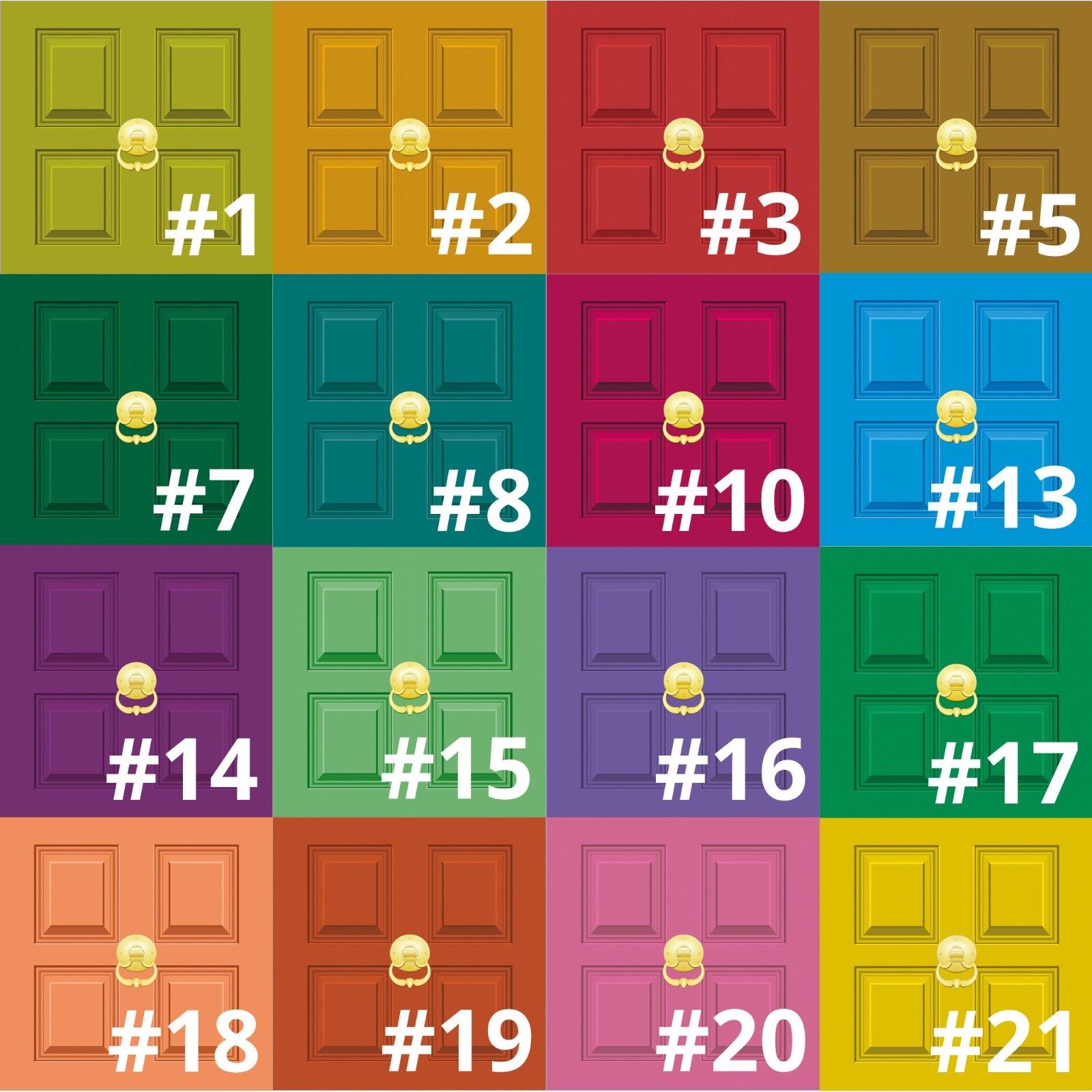 Set of Memory Care Top Half Door Wraps for Wayfinding, Custom Color Murals