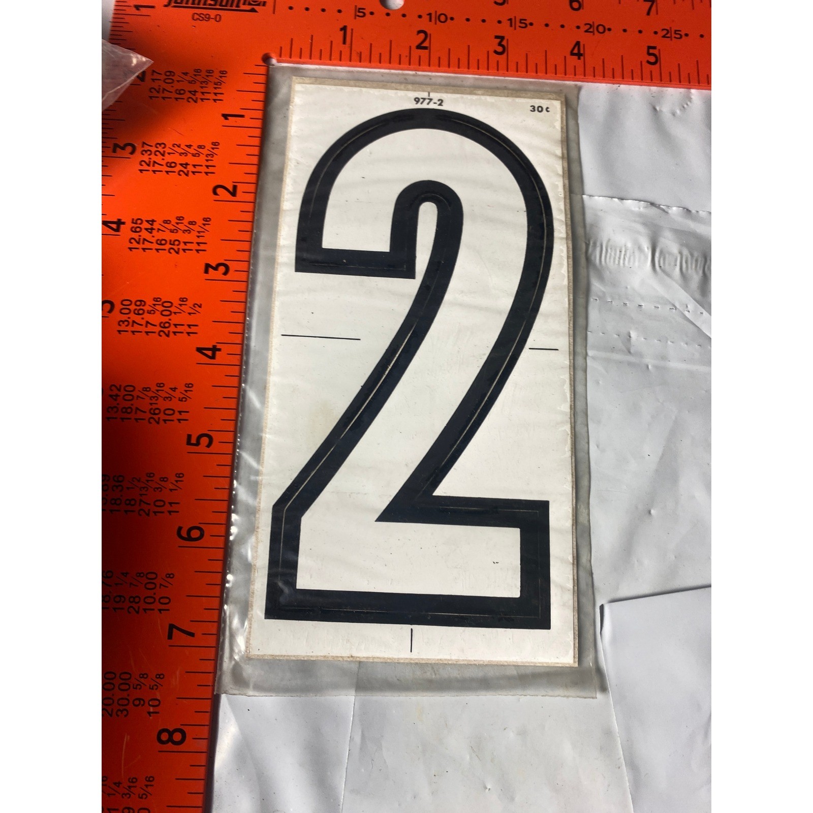 Vintage Meyercord Kwik-Space Number 2 Black Self Stick NOS 977-2 Sign Digit 6