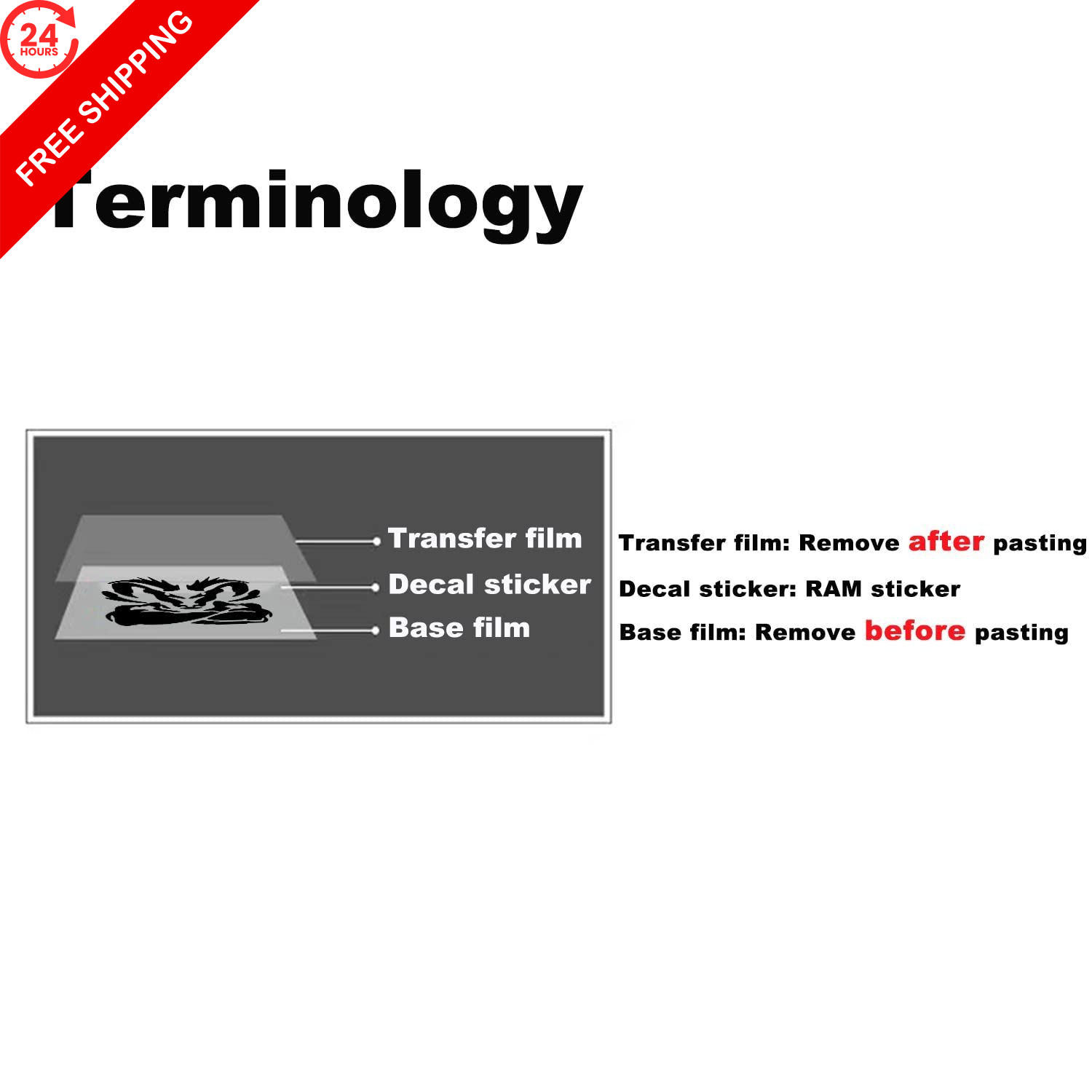 Designs Rear Back Middle Window Vinyl Decal Sticker for 1500 2500(Black) Black