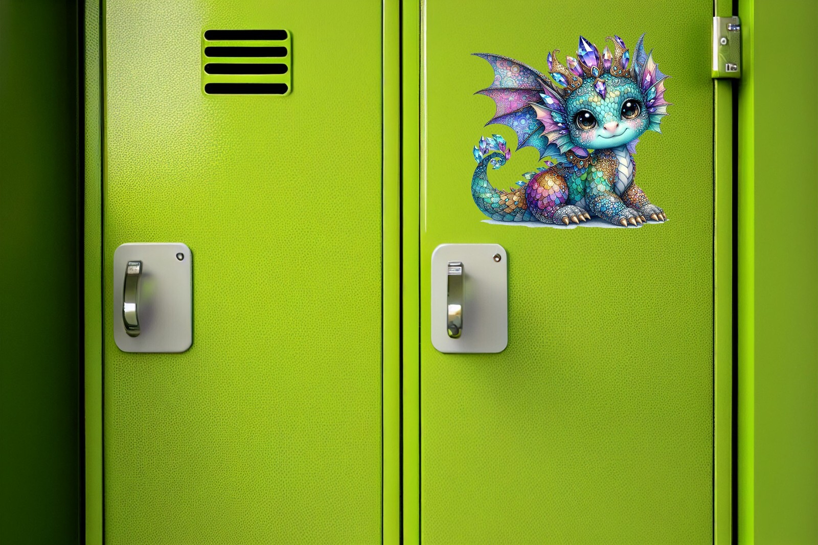 Teal Purple Crystal Patchwork Dragon UV DTF Transparent Sticker / Decal