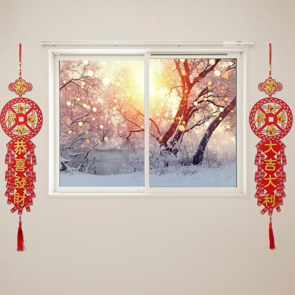 2Pcs Traditional Couplets Chinese New Year Spring Festival Hanging Pendant Home