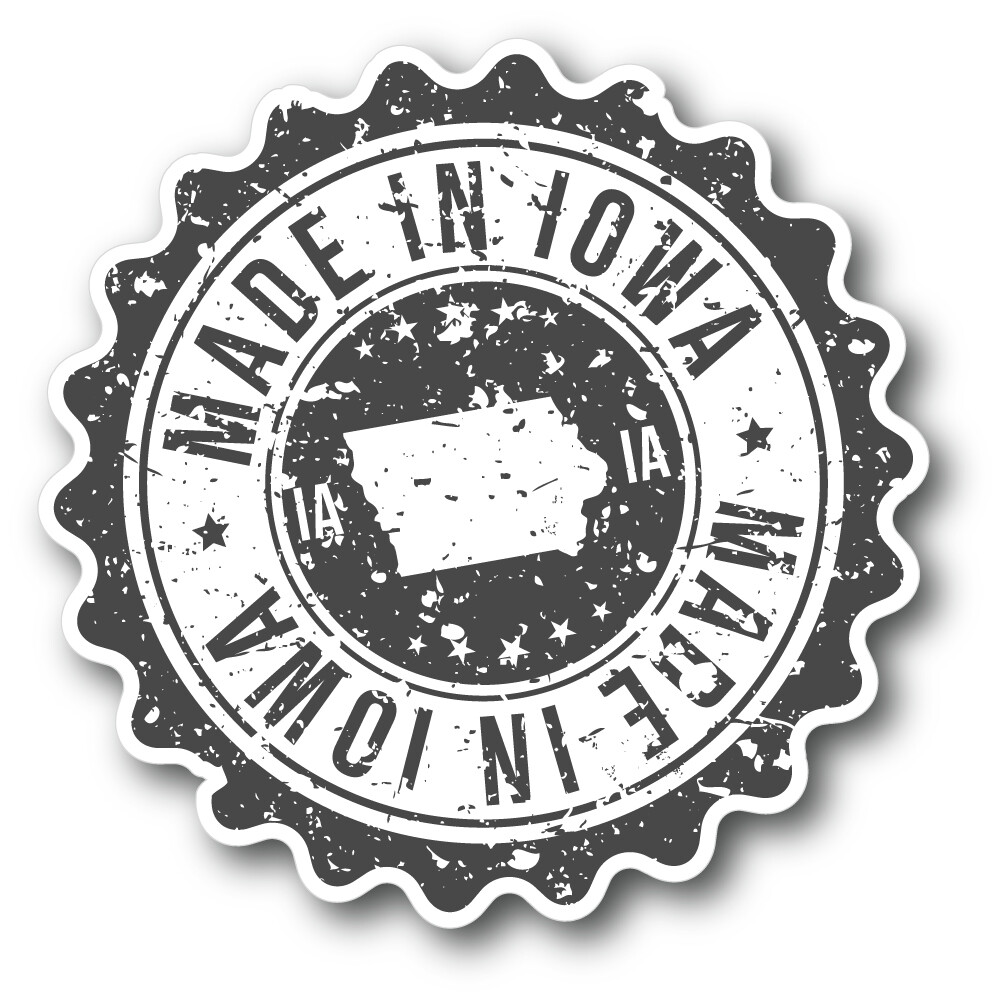 Made In Iowa USA State Vintage Grunge Vinyl Sticker Decal