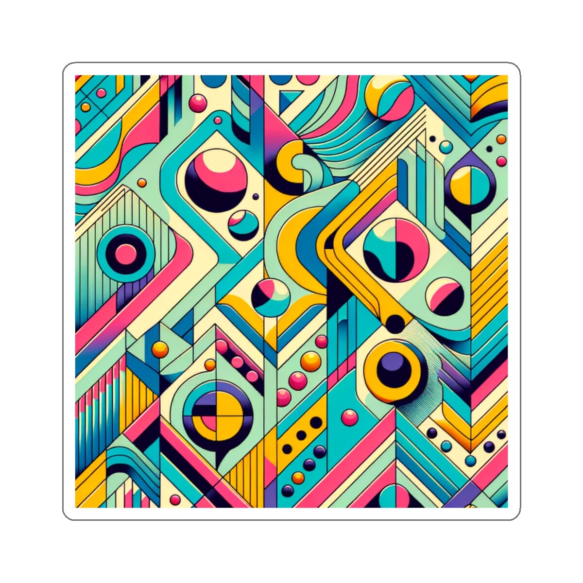 Sticker Retro Pattern Geometric Funk Art Print 2×2 3×3 4×4 6×6