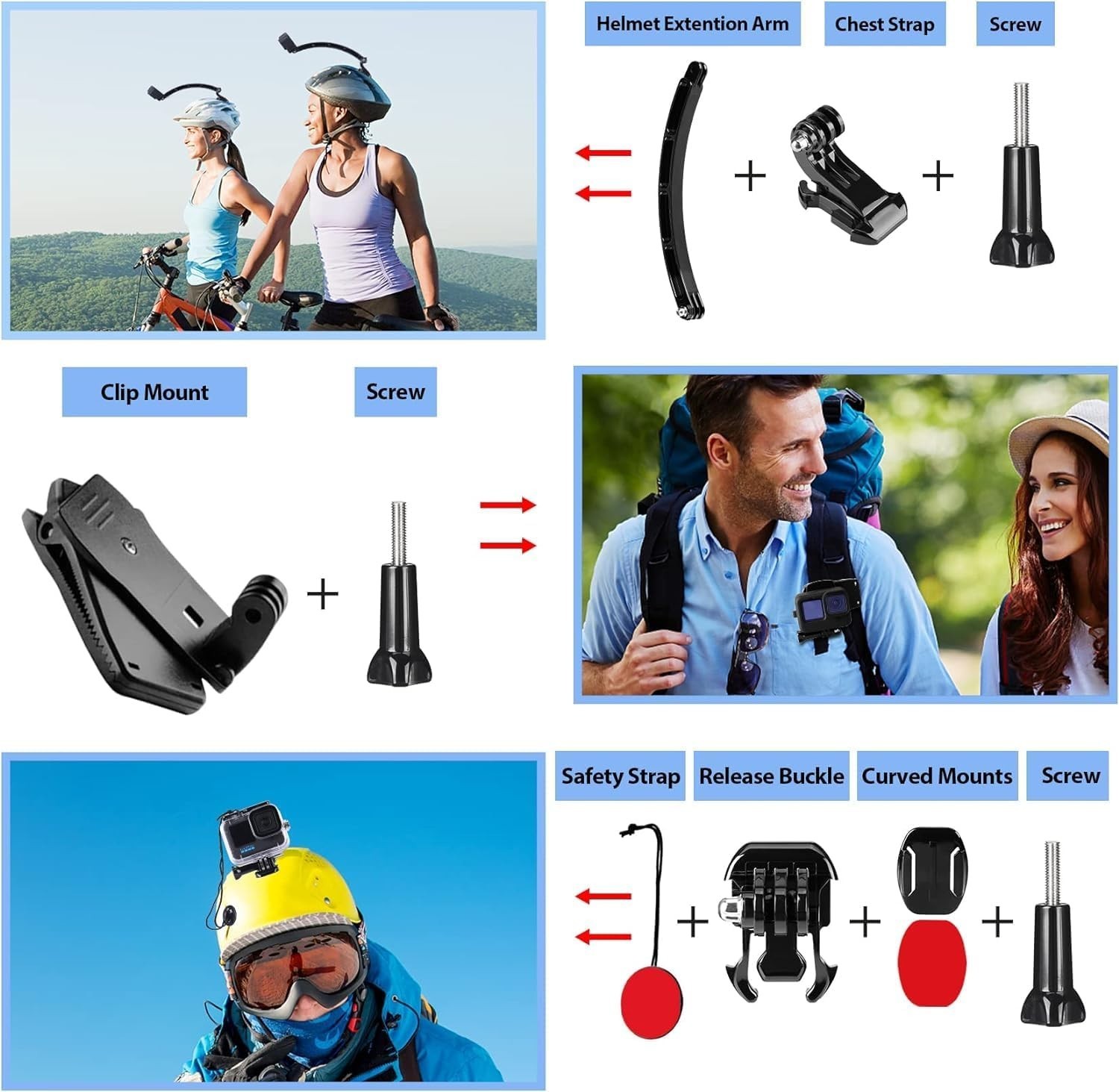 HONGDAK Action Camera Accessories Kit for Gopro Hero 12 11 10 9 Black, Waterproo
