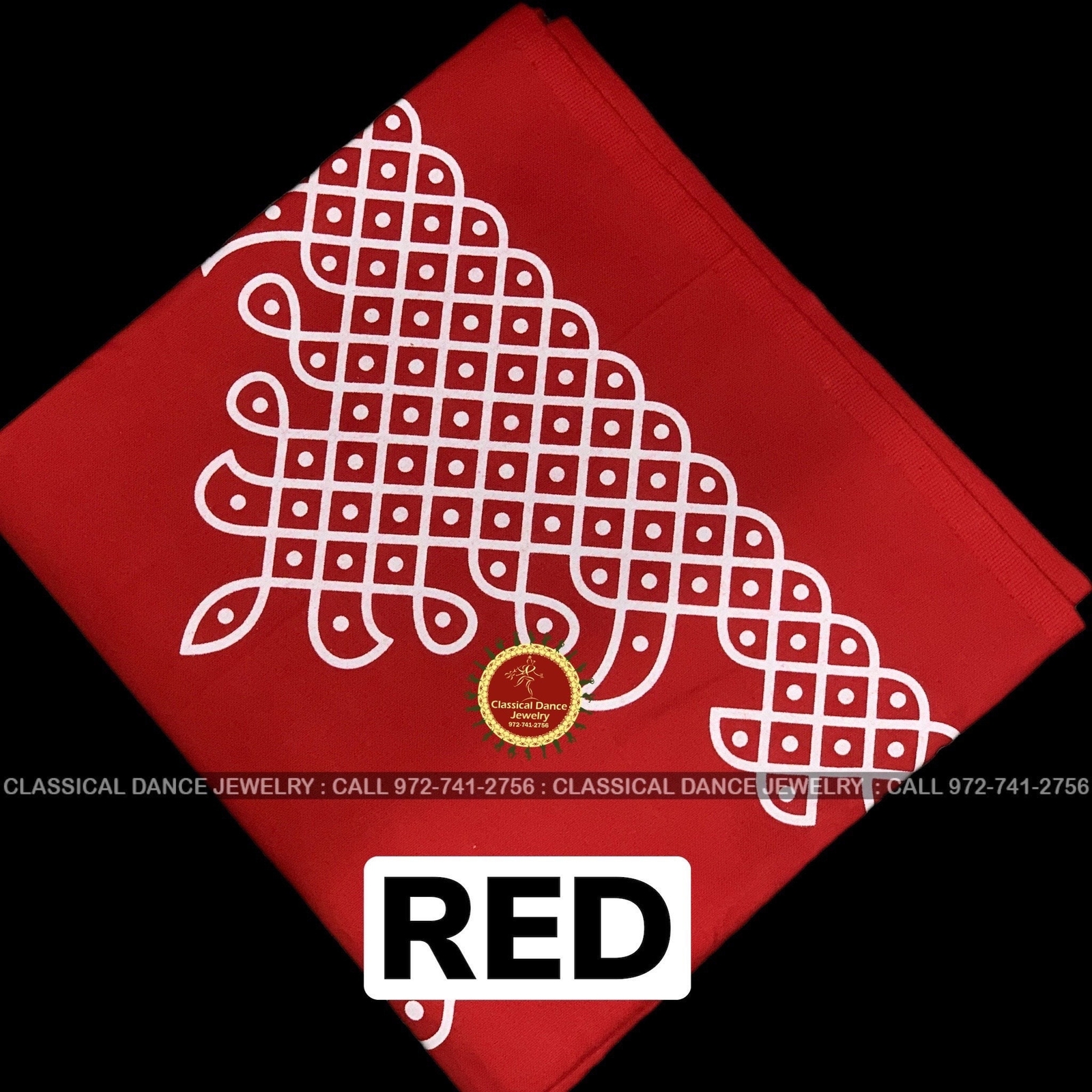 RED Muggu Rangoli Kolam Cotton Back Drop Cloth Ammavaru Weddings Puja Festivals