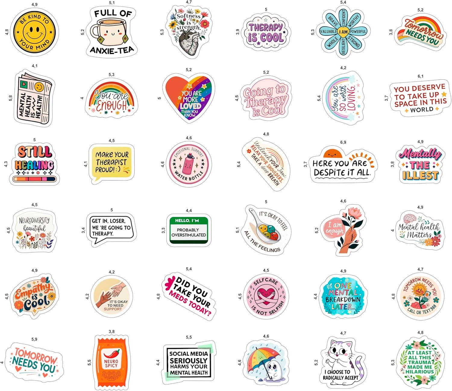100Pcs Mental Health Stickers for Adults, for Water Bottle – Mental Health Aware