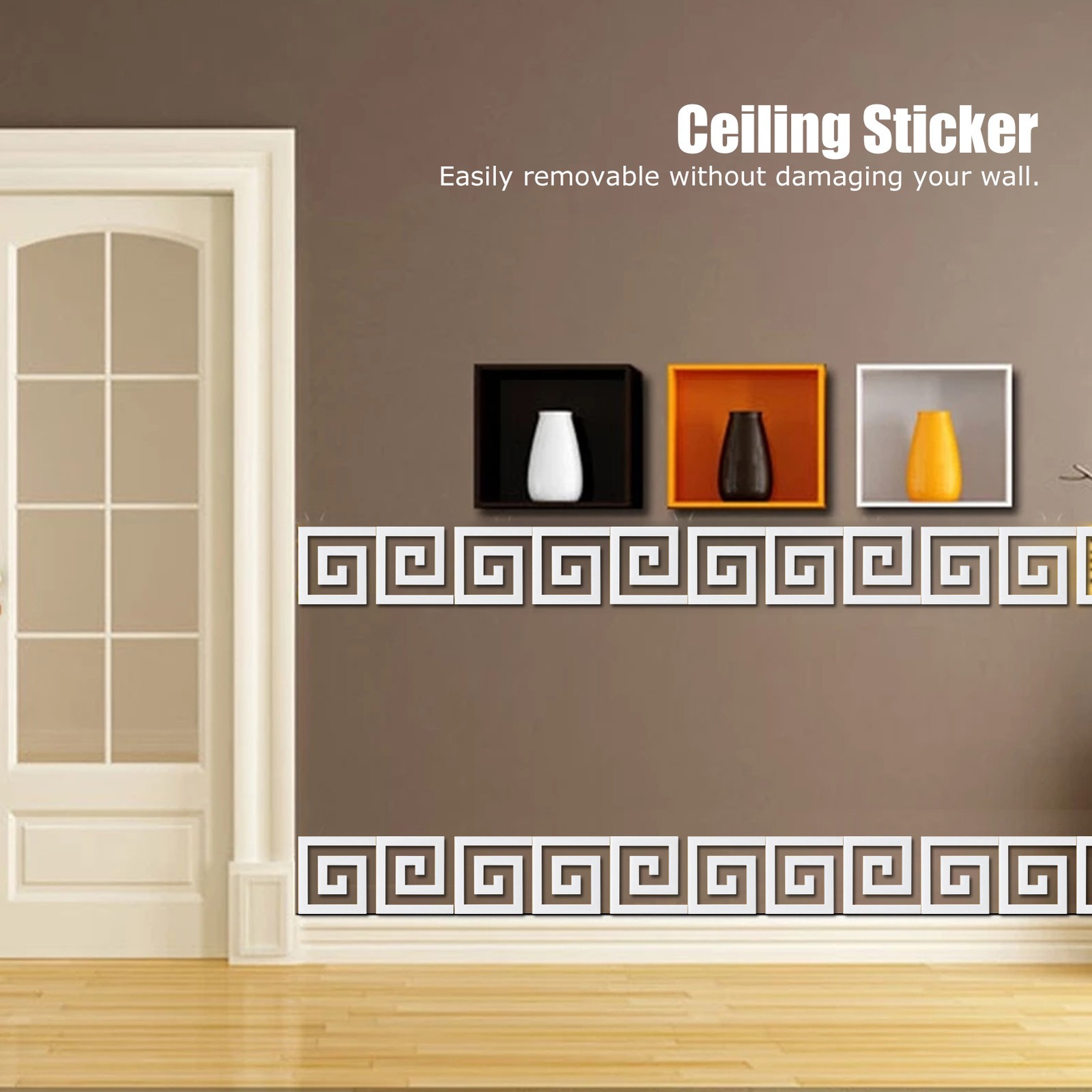 (Silver)10Pcs 5x5CM DIY Waist Line Mirror Sticker Modern Acrylic Wall Sticker US