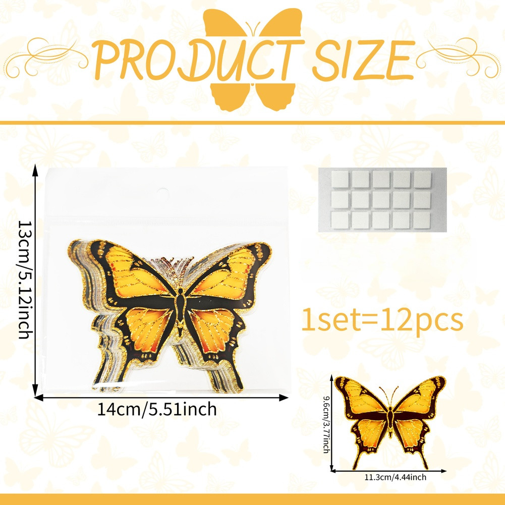 3D Butterfly Decals PVC Waterproof Bright Colors for Home Interior Decor