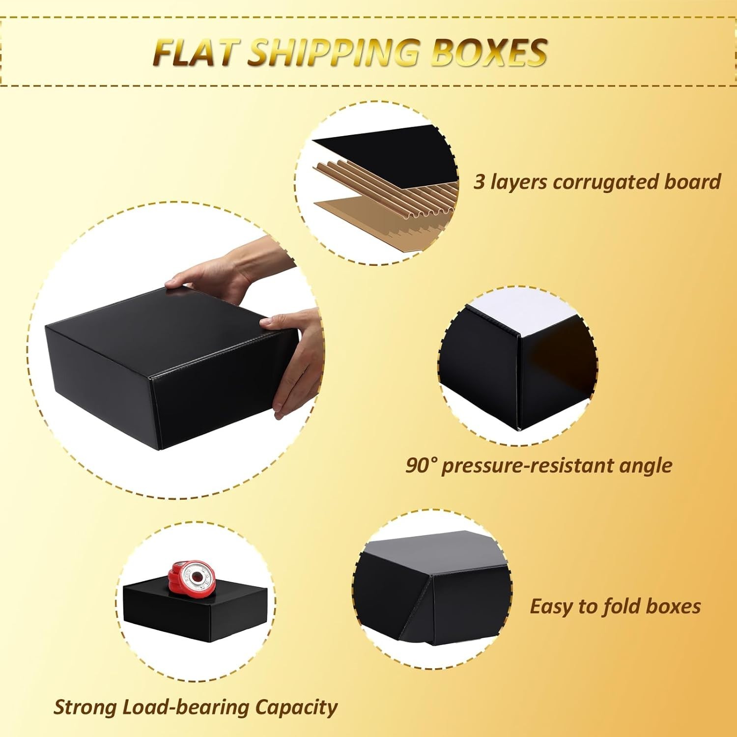 12x9x4 inches Shipping Boxes Set of 20, Black Medium Corrugated Cardboard Gif…