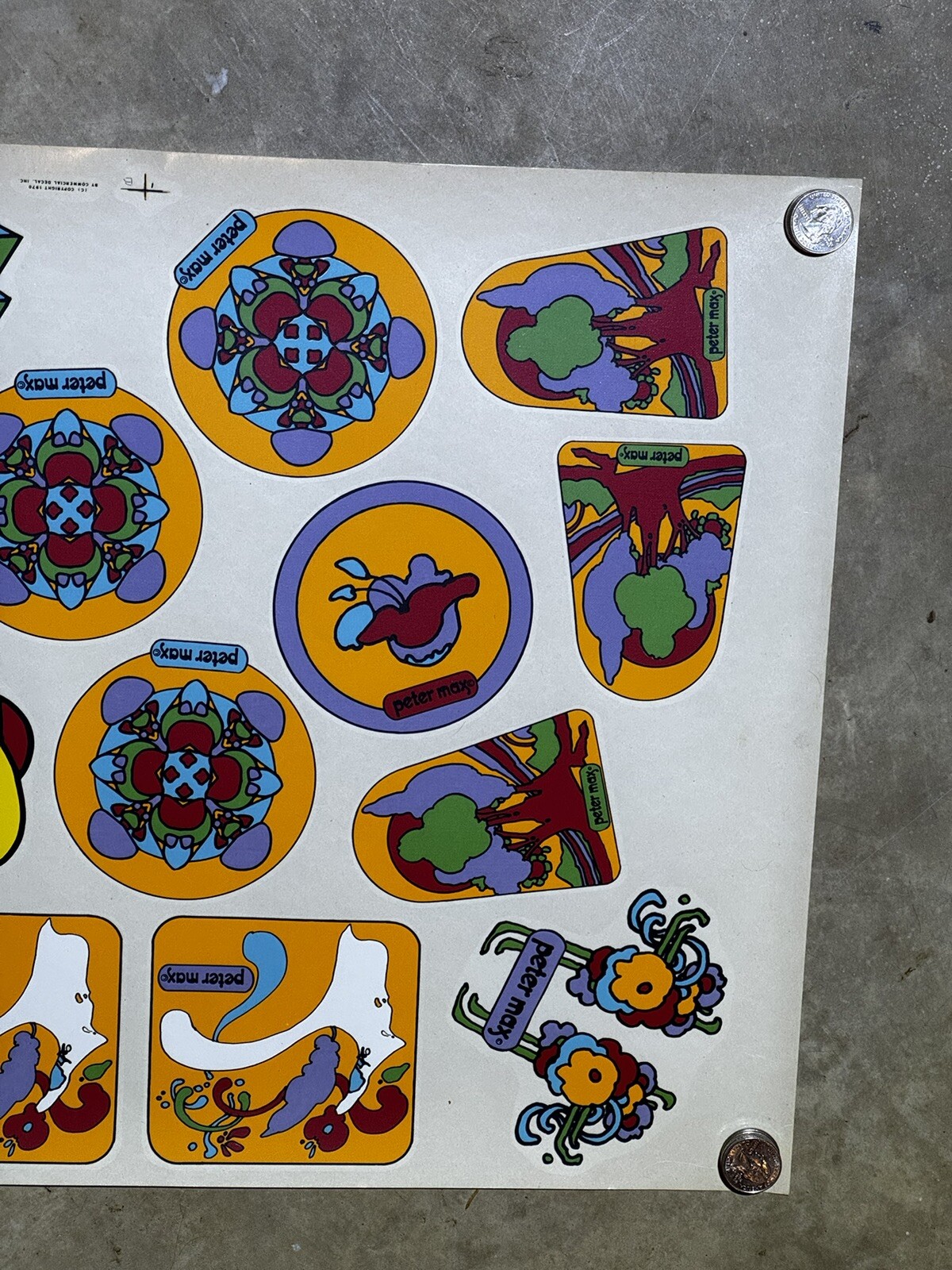 Peter Max Flower Power Decal 1970 Cookware Decals Hippie Groovy Kitchenware