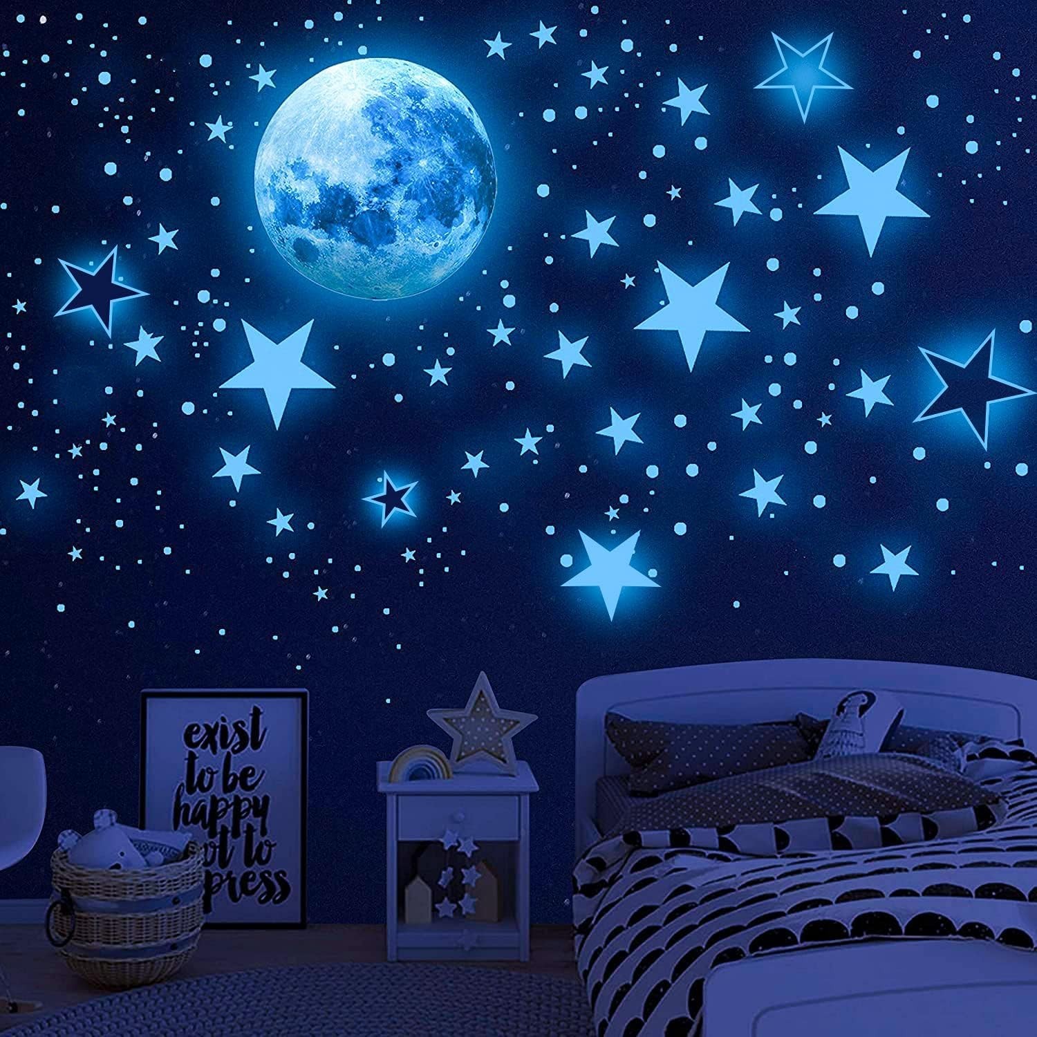 Eco-Friendly 1120 Pcs Glow in The Dark Ceiling Stars for Children's Room Decor