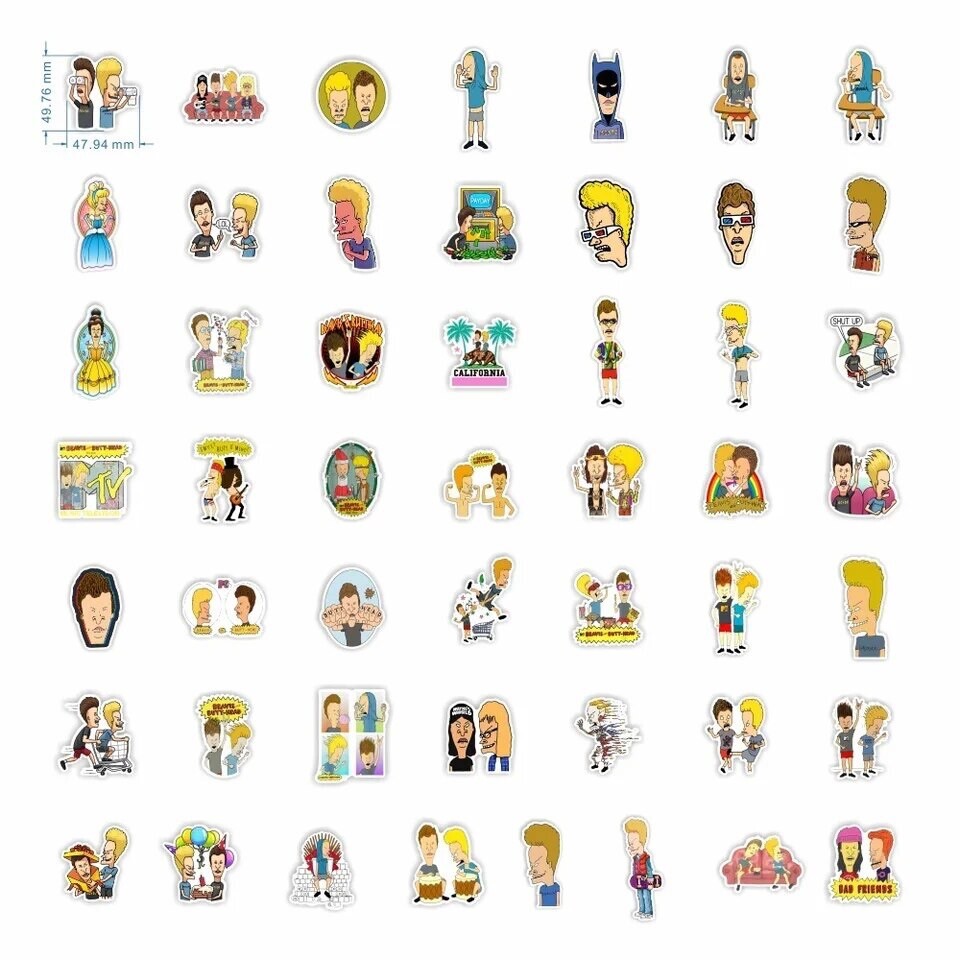 Beavis And Butthead Stickers 45pk Beavis And Butthead Do America Random Mixe TP