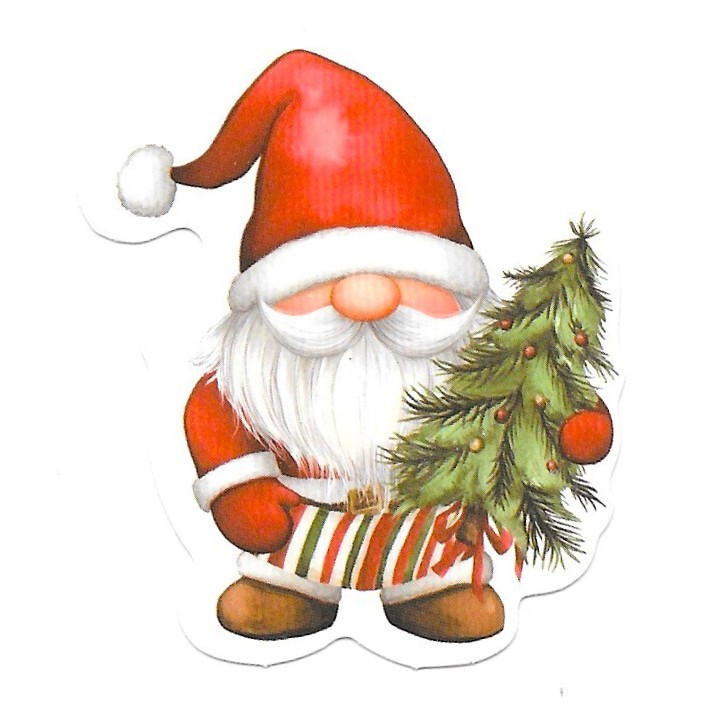 Christmas Gnome Sticker Holding Tree Vinyl Die Cut Scrapbooking Journal Holiday